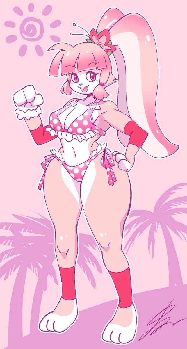 polka dot swimming suit Umeko🐰🩷✨🩱
It's not summer yet, but I wanted to draw.🤯
Arms and legs have reinforcing sleeves.