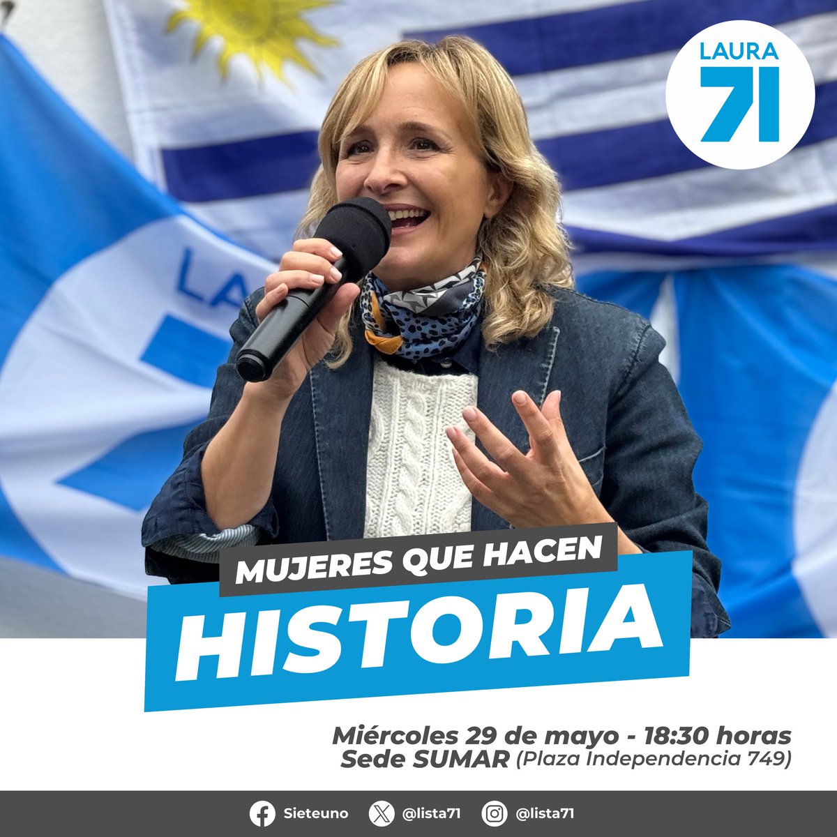 MUJERES QUE HACEN HISTORIA

Este miércoles 29 de mayo a las 18:30hs, te esperamos en la sede de <a href="/sumar_uy/">SUMAR</a> para encontrarnos con mujeres que hacen crecer nuestro futuro.

#HagamosHistoria