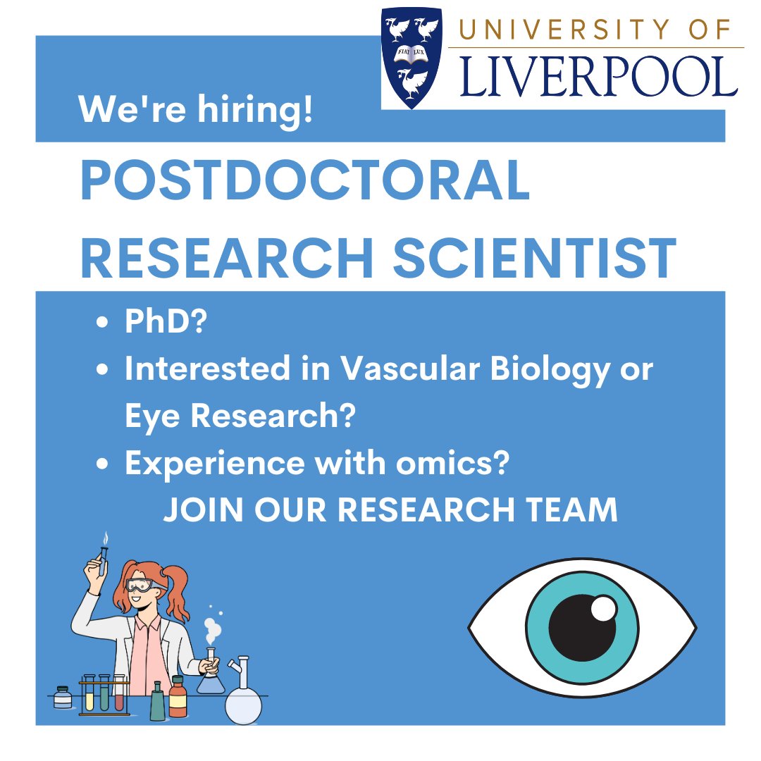Opportunity to join our research team at @LivUni @LivuniILCaMS as a postdoctoral scientist my.corehr.com/pls/ulivrecrui… #postdocs #science