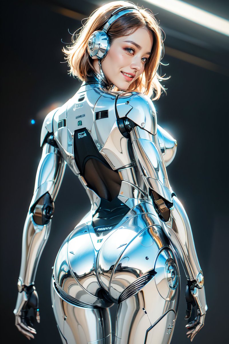 セクシーアンドロイド　インテリア　女性体ロボット　シルバー　メッキ セクシーな戦闘用アンドロイド。 この姿はやばいよ、コバルト姉さん