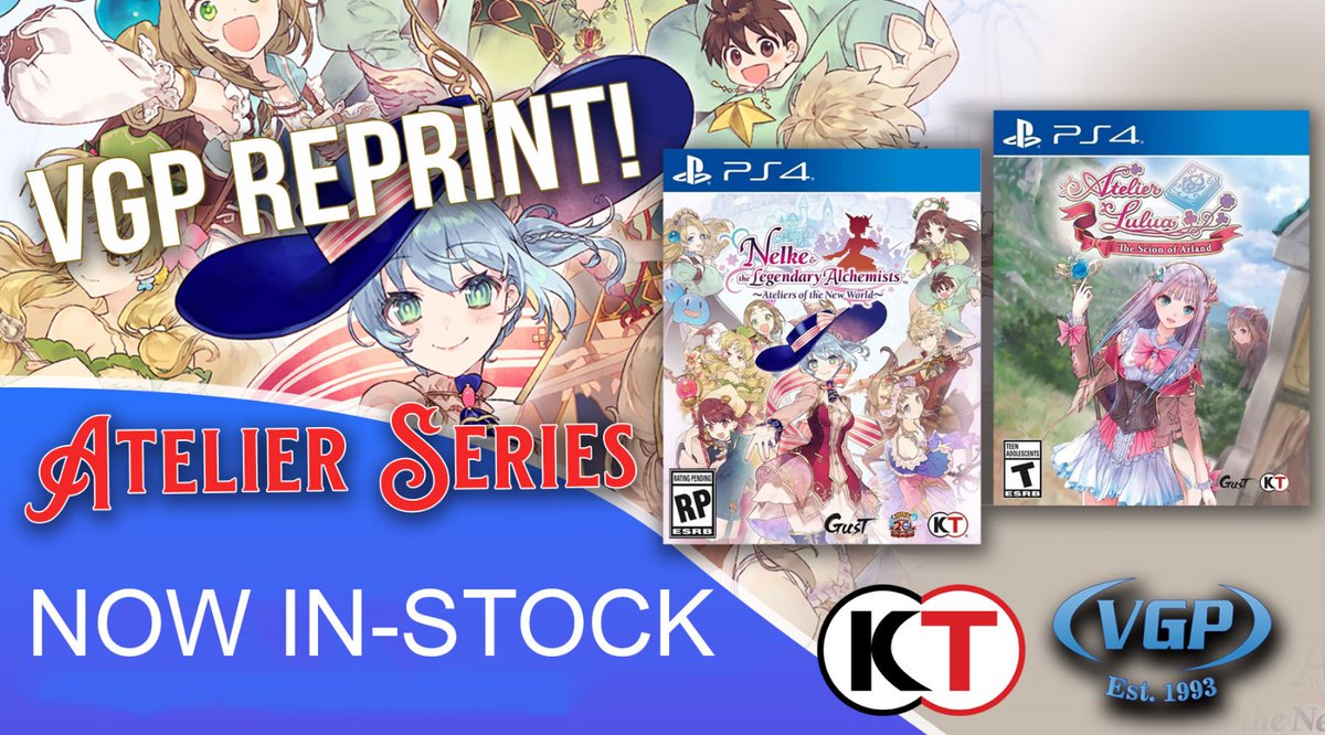 VideoGamesPlus_'s tweet photo. #VGPReprints of Atelier Lulua the Scion of Arland and Nelke & The Legendary Alchemists : Ateliers of the New World #PS4 are now in stock!
$59.99 / 44 USD each
Order: https://t.co/XzBM5m5FD6
Preorders will begin shipping over the next few days!
#VGP #videogames #Atelier
