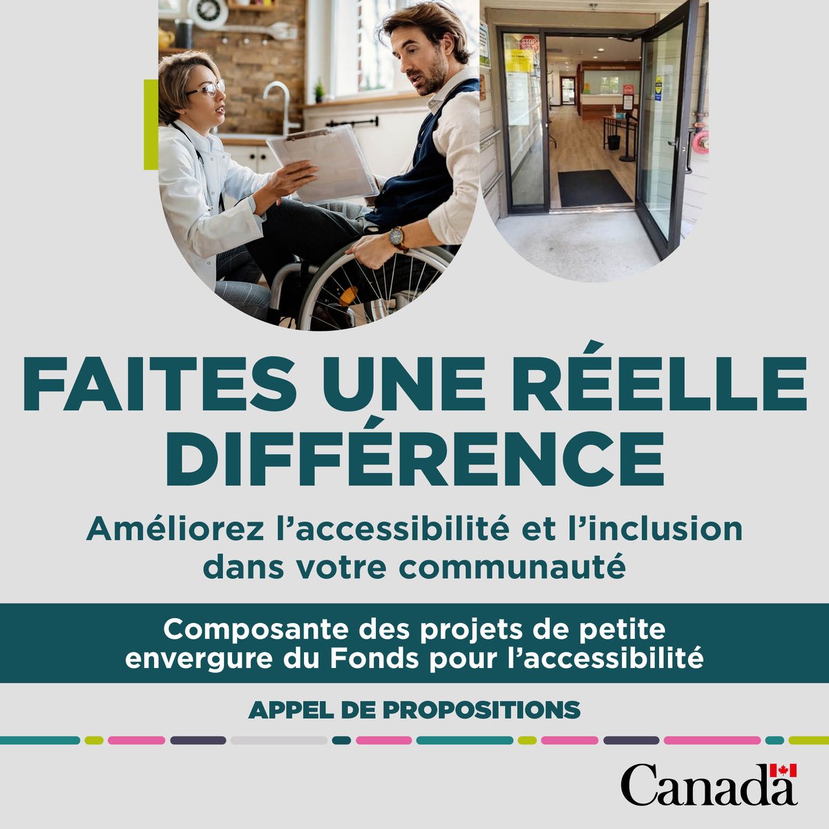 GCAccessible's tweet photo. C’est la #SNA2024!  

Nous venons de lancer un nouvel appel de propositions du Fonds pour l’#accessibilité afin de financer des projets de petite envergure qui amélioreront l’accessibilité dans les communautés et les lieux de travail du Canada. 🥳

Info : https://t.co/7VPQM2psyl https://t.co/NY57Z8f2Zr
