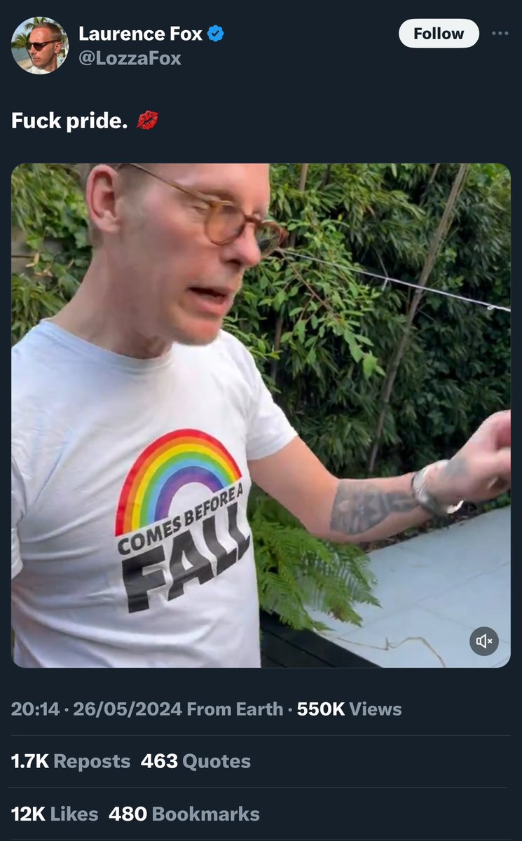 A video & an image reminiscent of 1930s Germany. Both hateful, but garnering thousands of likes & reposts, which make him money. His rage baiting click revenue model (sponsored by Elon) is obviously very lucrative. No one can stop the bigots engaging, but it’s best to ignore him