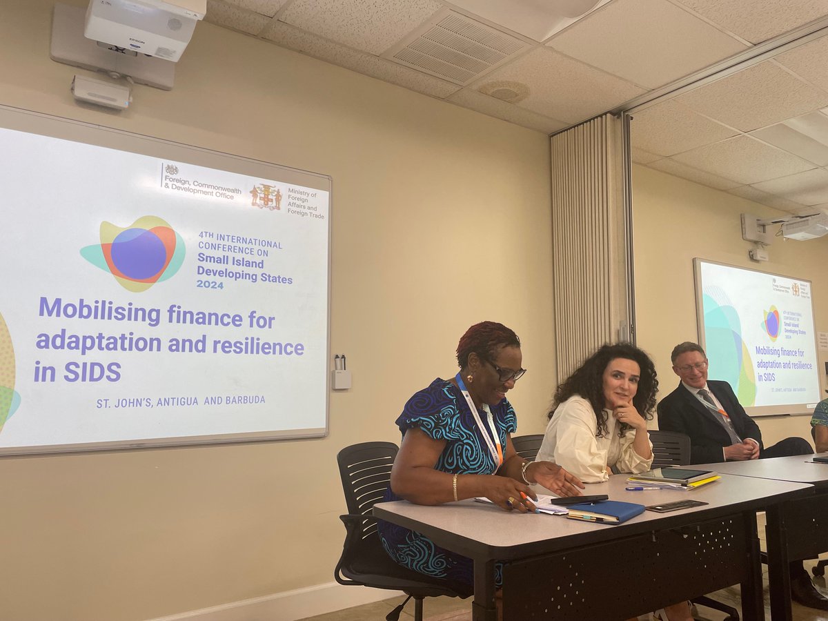 theGCF's tweet photo. At the #SIDS4 event by @FCDOGovUK @mfaftja, GCF highlighted its commitment to mobilising adaptation finance across SIDS— spurring country-owned investment platforms to crowd in private finance for resilience and maximise #climateaction impact. https://t.co/XoBxI4DG94