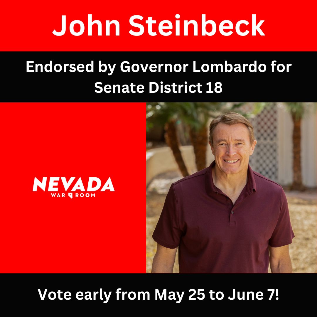 As Clark County Fire Chief, @JohnSteinbeckNV has always served his community. Governor Joe Lombardo has endorsed his candidacy for #SD18 because he's ready to continue fighting for Nevadans as a State Senator. Cast your ballot for John today! ⬇️ nvsos.gov/sos/elections/… #NVleg