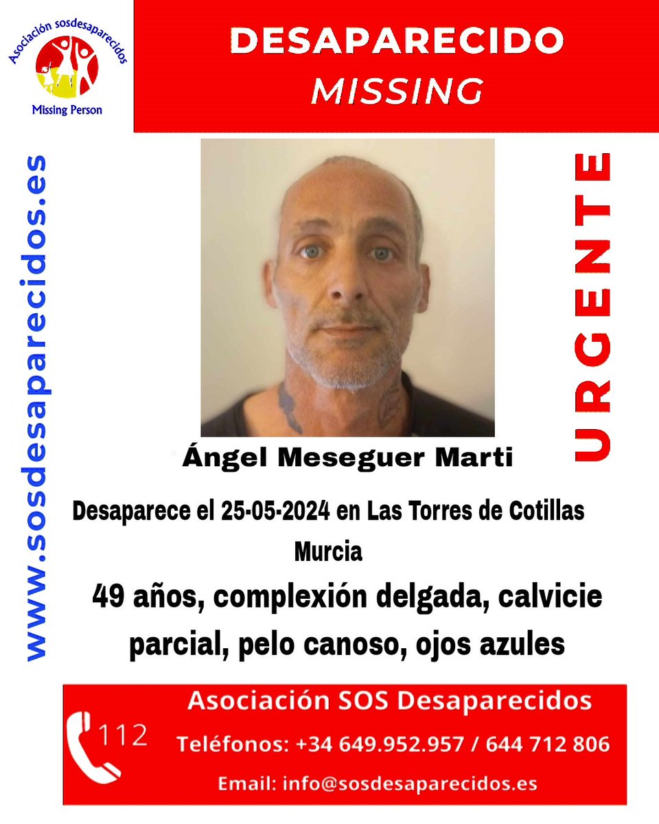 🆘 DESAPARECIDO #sosdesaparecidos #Desaparecido #Missing #España #LasTorresdeCotillas #Murcia Fuente: sosdesaparecidos Síguenos @sosdesaparecido