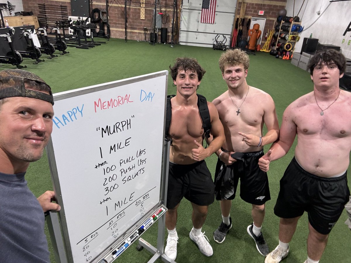 🇺🇸 MURPH 2024 🇺🇸

Super proud of this group of young men to work together and support one another in completing the Murph Challenge.  Great Work!!
