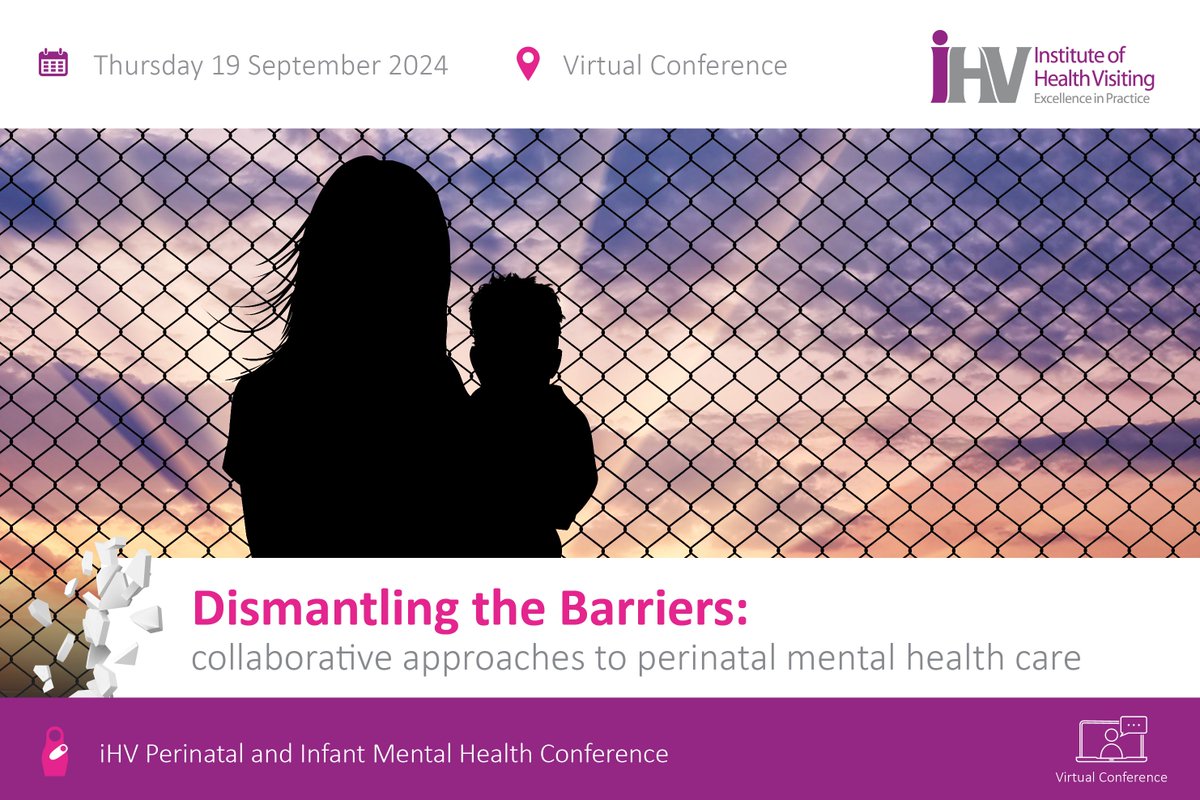 Bookings now open for our 6th annual #PIMH Conference ‘Dismantling the Barriers: collaborative approaches to perinatal mental health care’, taking place on Thursday 19 September 2024 as a half-day virtual conference. buff.ly/3WF154k #HealthVisiting #iHVPIMH2024