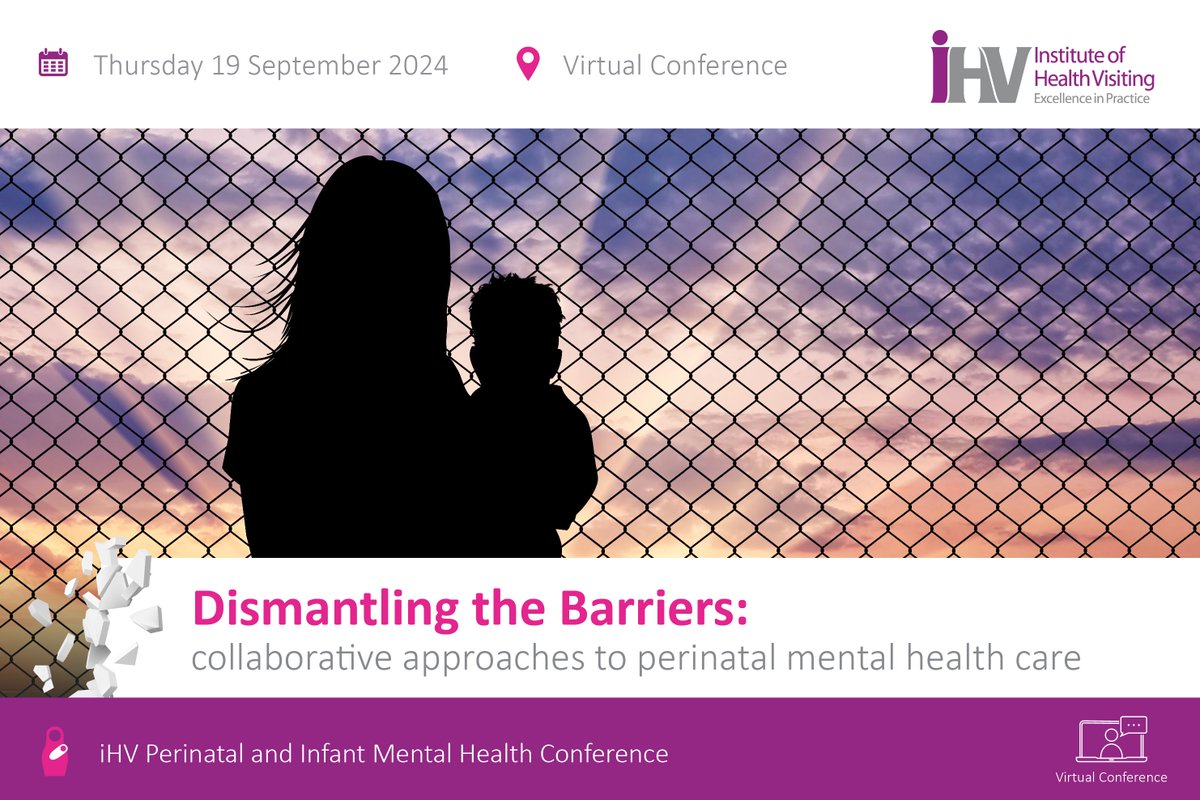 Bookings now open for our 6th annual #PIMH Conference ‘Dismantling the Barriers: collaborative approaches to perinatal mental health care’, taking place on Thursday 19 September 2024 as a half-day virtual conference. 
buff.ly/3WF154k
#HealthVisiting #iHVPIMH2024