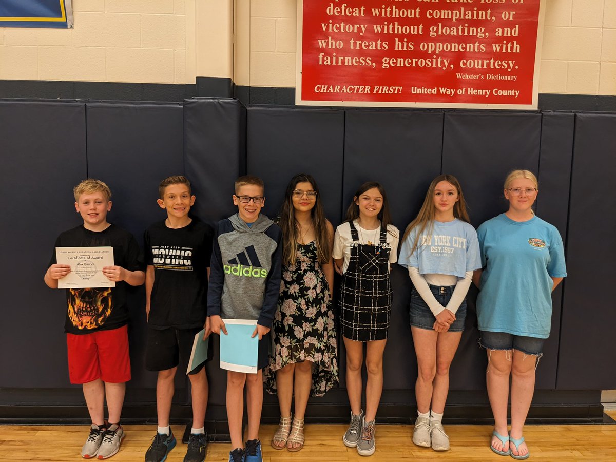 NapoleonJHS's tweet photo. Congratulations to our 2024 junior high music award winners from solo and ensemble contest and the 8th grade choir winning 1st place overall at the Sandusky competition. #AllInNapoleon https://t.co/fsWiLpuL0P