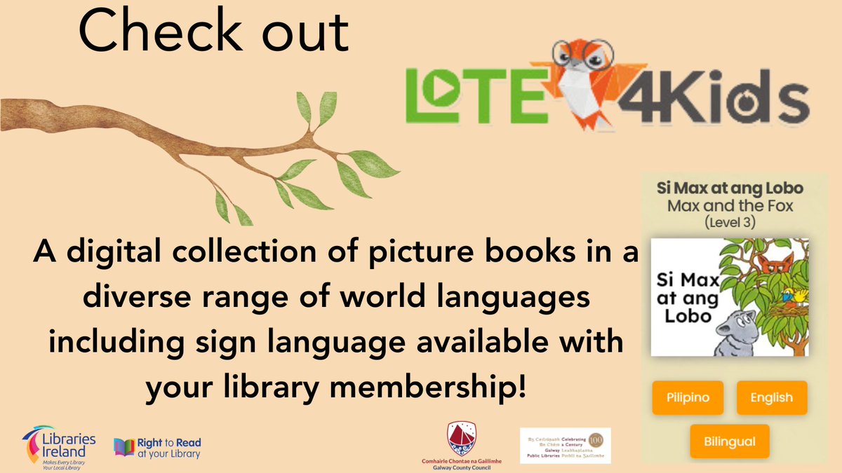 Lote4Kids is available for free online with your library membership. It allows children to enjoy the magic of over 3,000 books in 65+ different languages! #GalwayPublicLibries #Galwaylibraries100 #AtYourLibrary