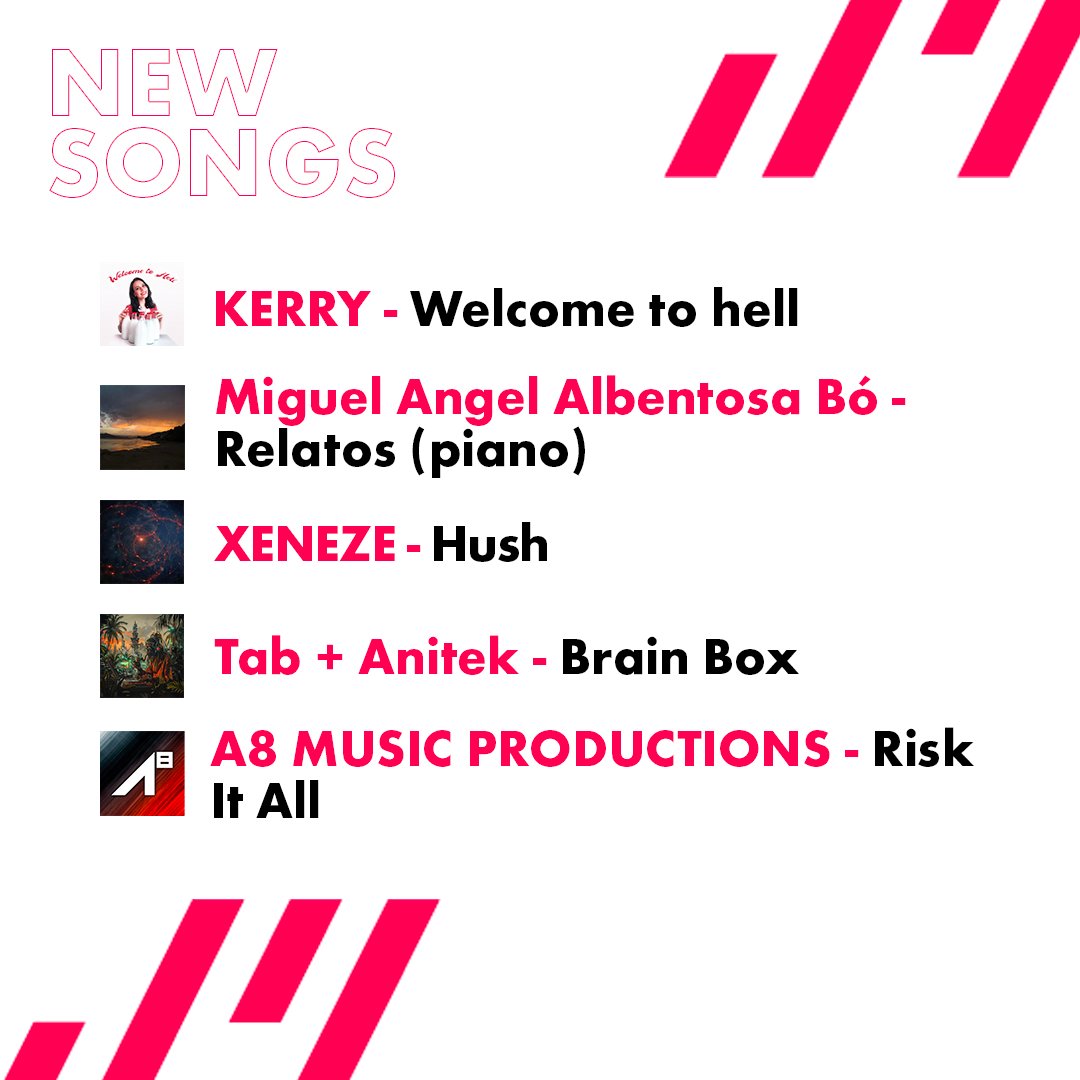 Discover some of this month's new releases:
KERRY - Welcome to hell
Miguel Angel Albentosa Bó - Relatos (piano)
XENEZE - Hush
Tab + Anitek - Brain Box
A8 MUSIC PRODUCTIONS - Risk It All

Go to the website to listen to them: bit.ly/44j0F5w

#jamendo #musicdiscovery