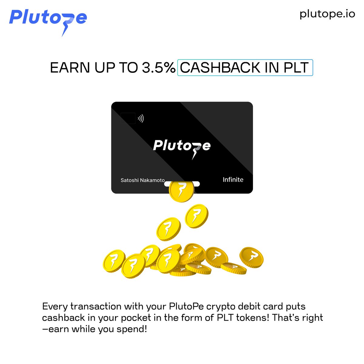 We are thrilled to announce that #PlutoPe is on the verge of launching its revolutionary #CryptoDebitCards💳 Get ready for a fresh way of spending with exceptional benefits! PlutoPe is at the forefront #FutureofFinance.
#plutope