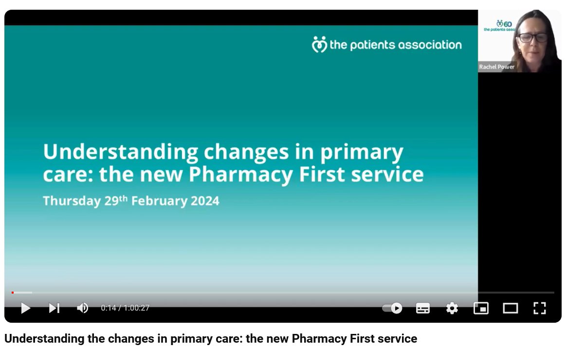 More than 10,000 #communitypharmacies in England are part of #PharmacyFirst, the scheme offering patients treatment for seven common conditions. Watch our webinar to find our more youtu.be/JS-qX62q5kQ?si… #NHS #Pharmacies