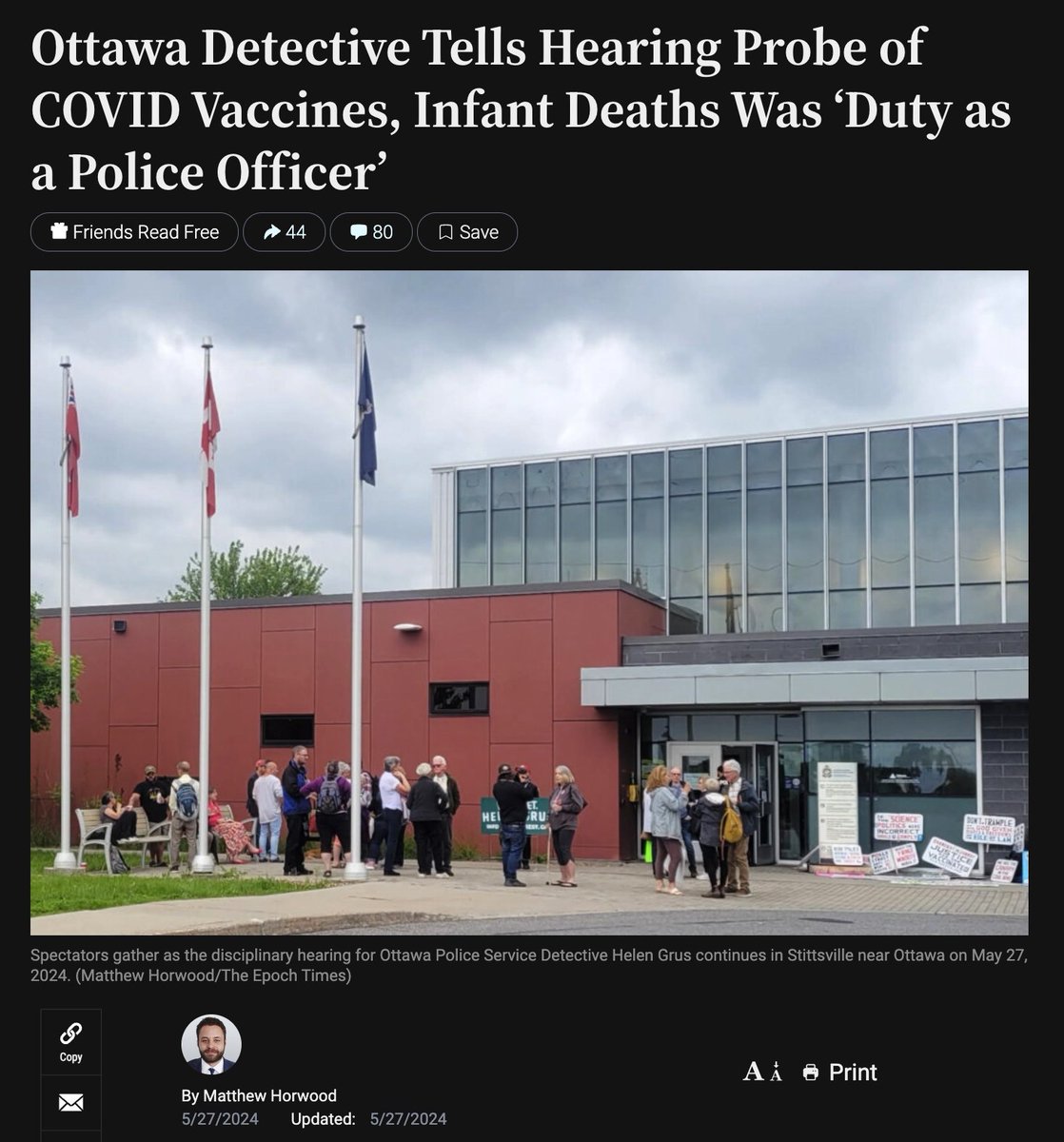 'detective accused of discreditable conduct after probing the COVID-19 vaccination status of the mothers of deceased infants testified... that she was upholding her oath as an officer when conducting the investigations' Unfortunately, police bosses acted as government enforcers!