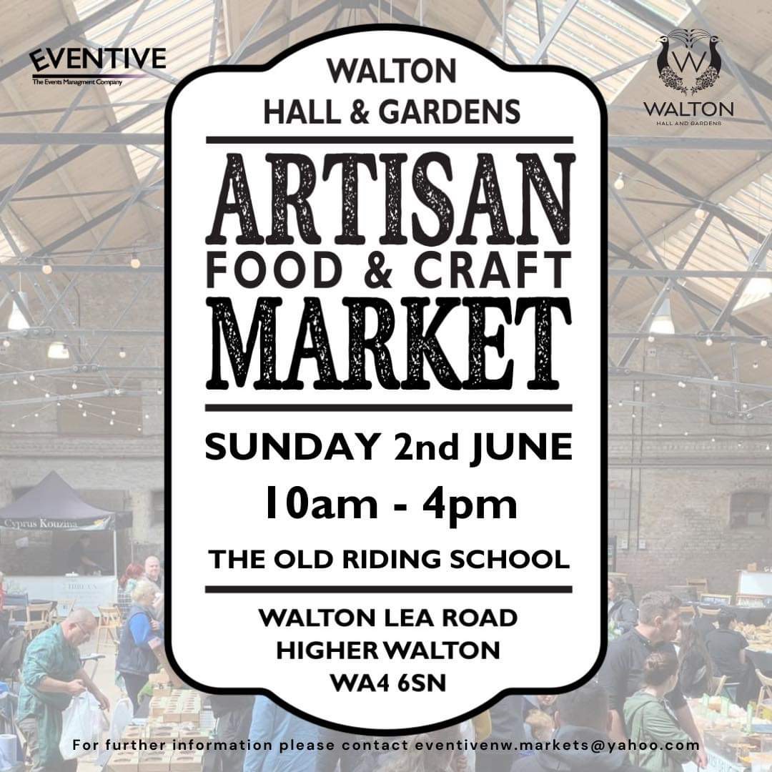 Don't forget, that tomorrow our artisan food and craft market, hosted by Eventive NW, will return to the Old Riding School!
Join us from 10am for another selection of the brilliant small business from across Warrington - it's completely FREE to visit, just pay for your parking!