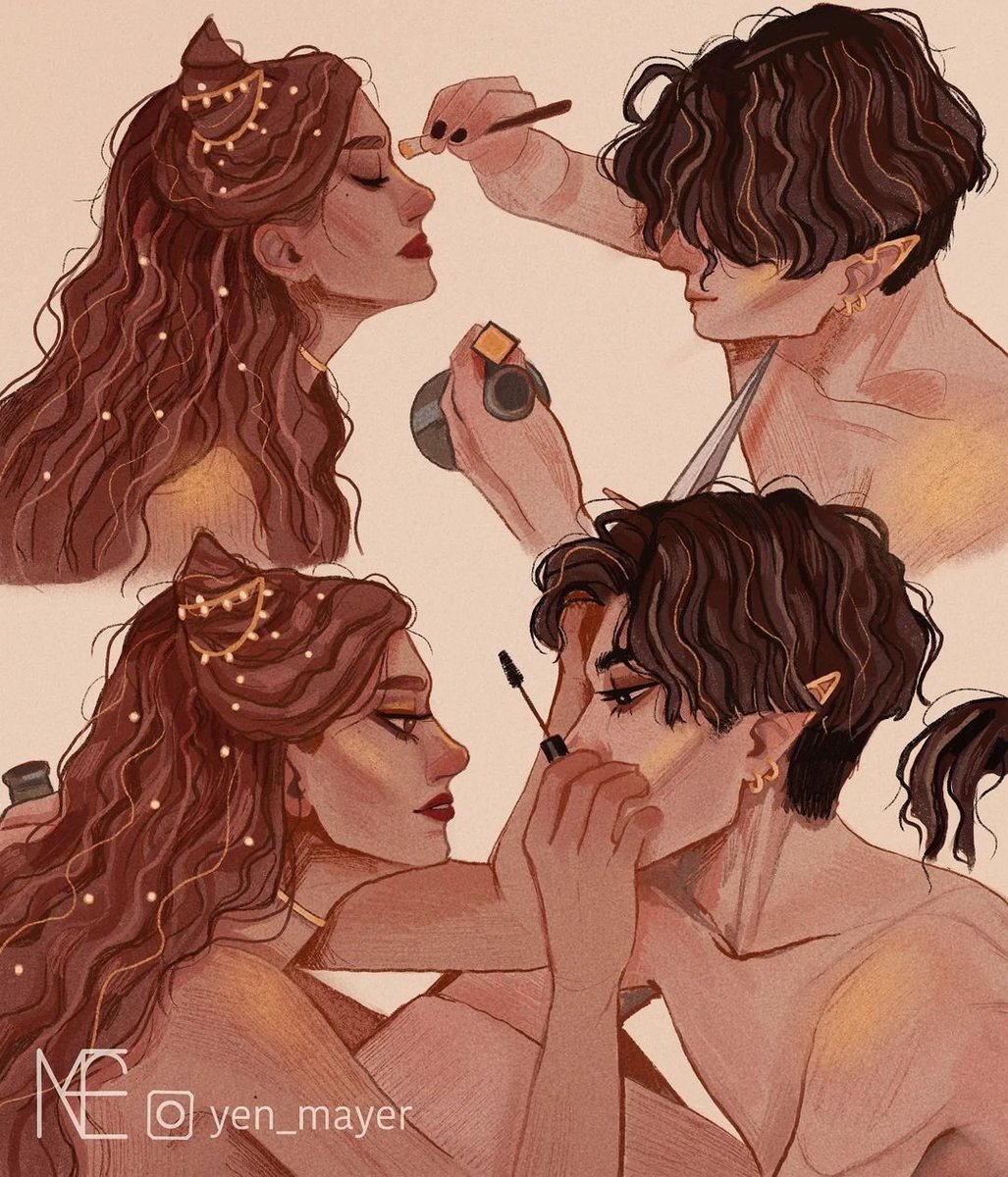 my fav genre of judecardan art is them doing each other’s makeup