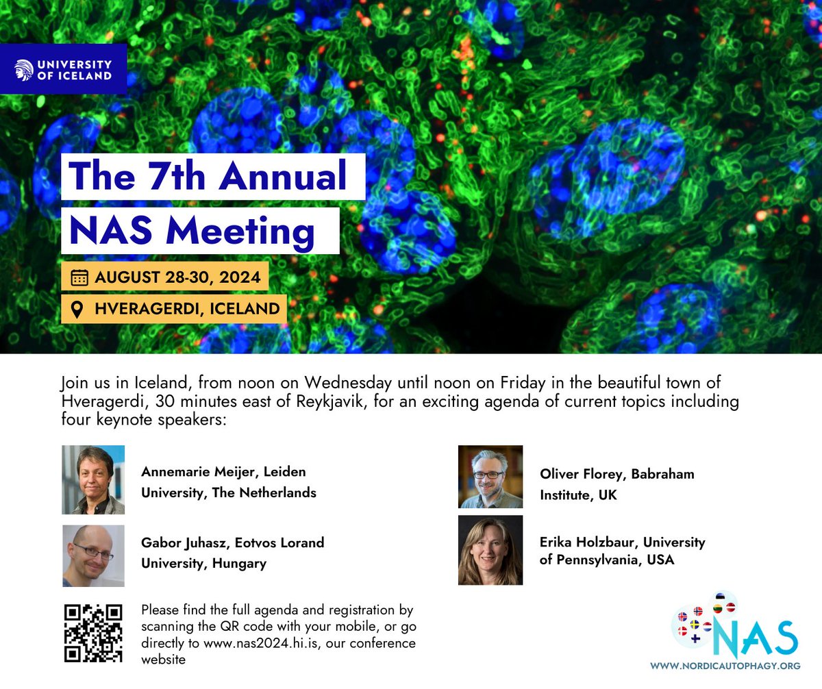 SinghLabIceland's tweet image. Registration to the 7th Nordic Autophagy Society meeting is now open! Join us in Iceland, the meeting is open to anyone. 🙂
nas2024.hi.is