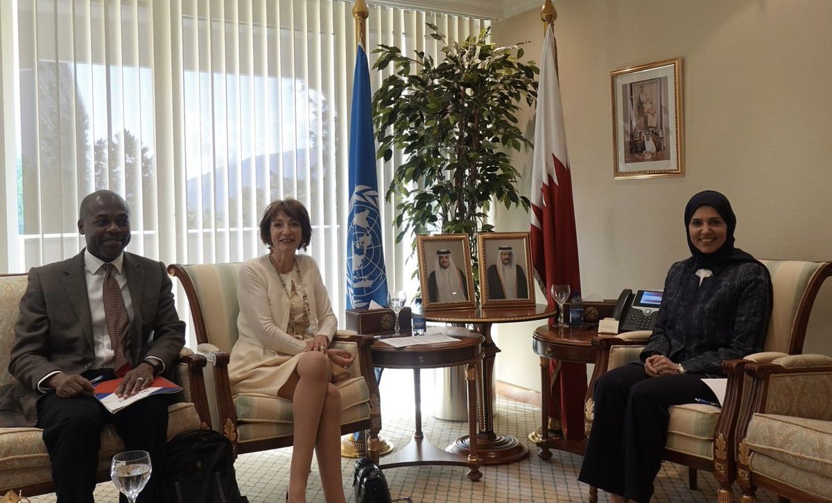 Thanks for Mrs. @MarisolTouraine, Chair of @UNITAID and former Minister of Health of France,  and her team for meeting with us today at @QatarMission_Ge 

We had a meaningful dialogue on global health and innovative solutions. 

We also explored avenues for enhancing our
