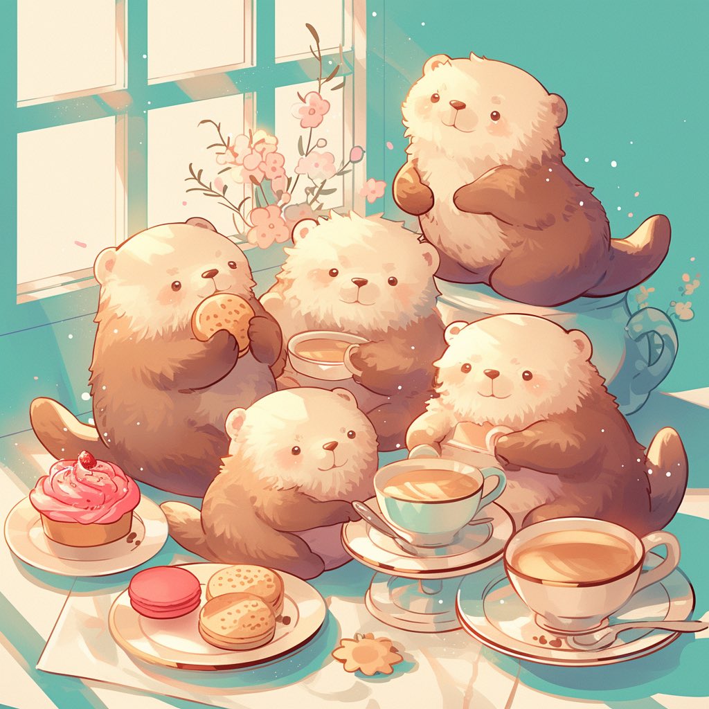 カワウソさん達のお茶会
#フリーアイコン