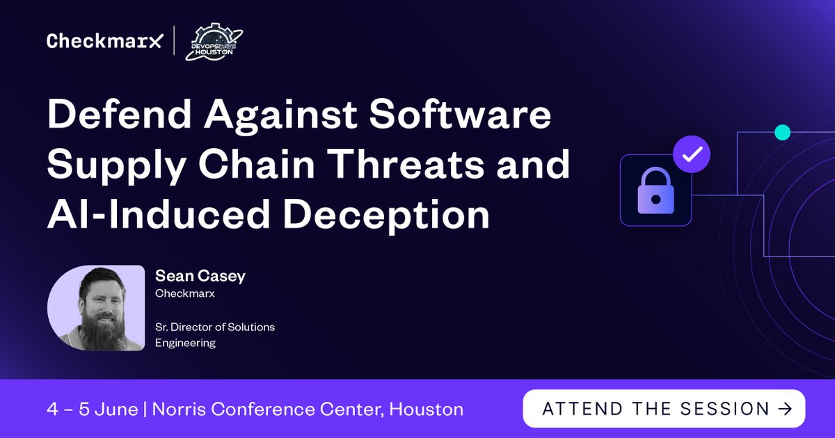 Checkmarx's tweet image. If you’re at #DevOpsDays2024 #Houston looking to explore the intricate landscape of #softwaresupplychain risks, from conventional perils to the emerging menace of #AI Package Hallucinations, attend @sean_casey’s session. 

#DevOpsDays @DevOpsDaysHTown #AppSec #DevSecOps