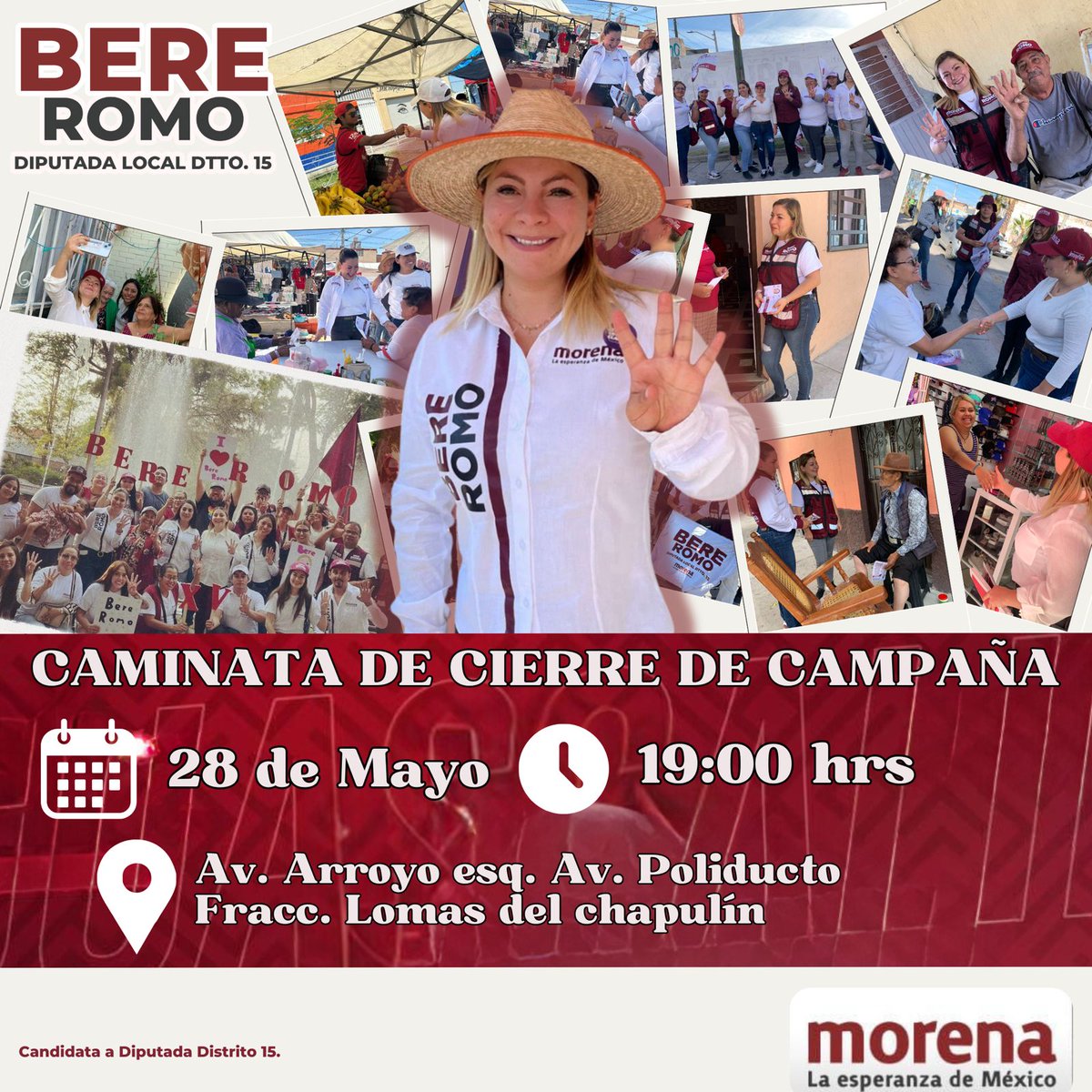 bereromot's tweet photo. Después de 45 días de caminar y tocar las puertas de su casa y de sus corazones, mañana 28 de mayo cerramos esta maravillosa campaña. Acompañenme para seguir compartiendo esta alegría que se reflejará en la victoria de  la elección. 
Acude con tu familia!! https://t.co/zdfqFmk6qL