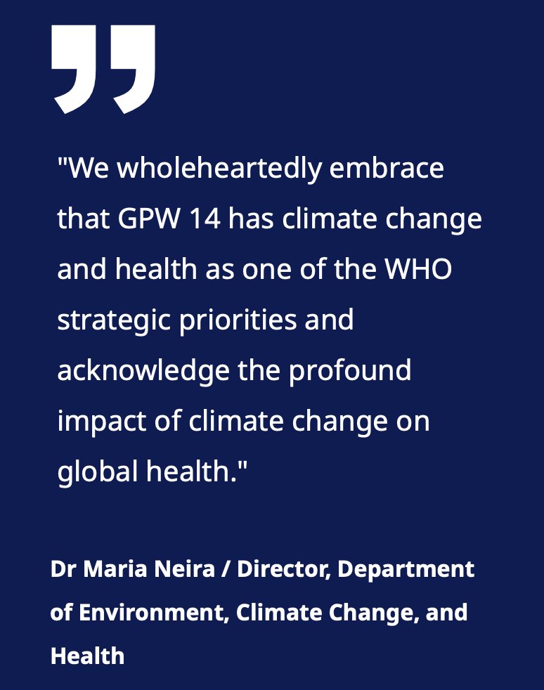 Great news! Today, the @WHO approved the General Program of Work 2025-2028, which highlights the crucial role of addressing #health threats posed by #climatechange.

A crucial step towards safeguarding our planet and our health! 🌍
who.int/news/item/28-0…