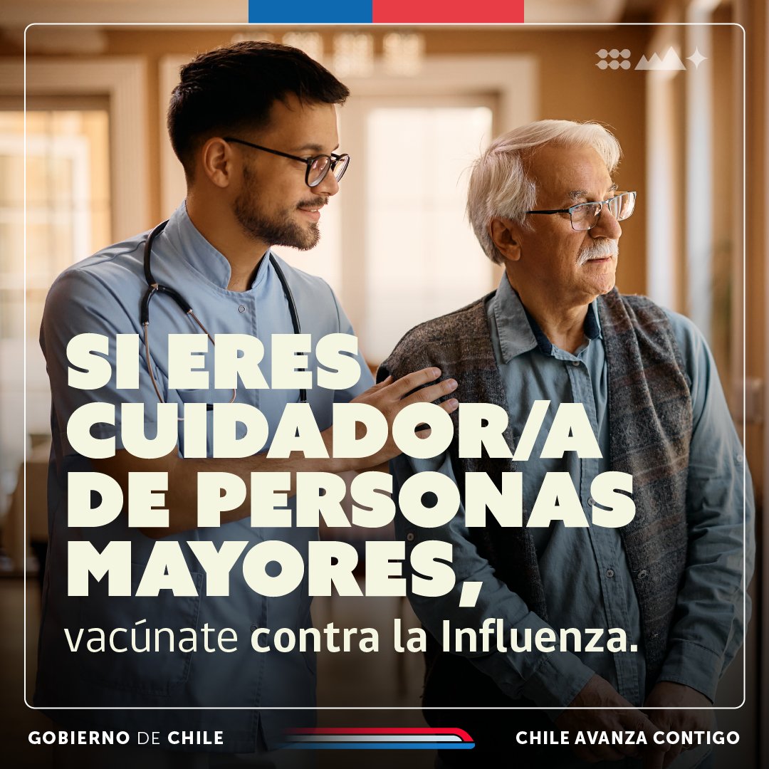 🙌🏽Si eres cuidadora o cuidador de una persona mayor, con dependencia, o trabajas en un ELEAM, perteneces a un grupo de riesgo. Vacúnate, no duele como enfermar gravemente por Influenza y dañar a quienes cuidas. No es necesario presentar un certificado, solo basta con una