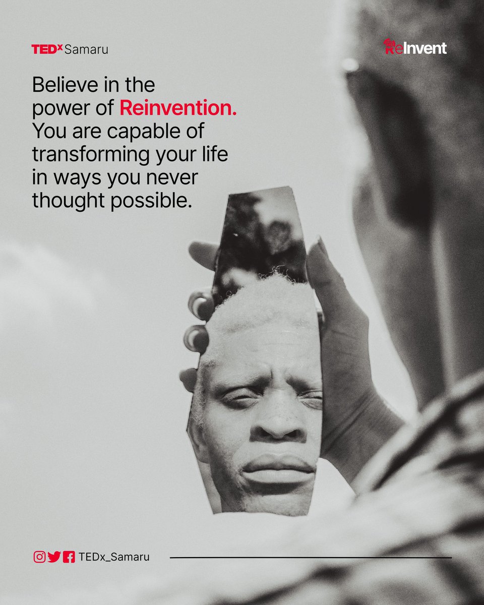 Believe in the power of Reinvention. You are capable of transforming your life in ways you never thought possible.

#TEDx #TEDxtalks #TEDxSamaru #REINVENT #powerofReinvention #AhmaduBelloUniversity #ABUZaria