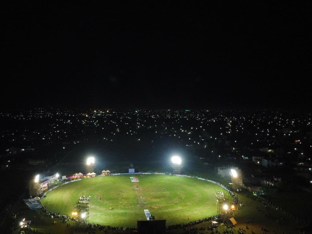 Night Drone click of Cricket Ground located at Biratnagar by Farhan Sheikh. ❤️