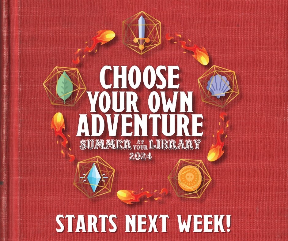 PlacerLibrary's tweet image. 7 Days to Go!📚✨Get ready to embark on a summer filled with endless adventure! Summer at Your Library kicks off in just one week. Are you ready to Choose Your Own Adventure? Preregister at placer.beanstack.org
#SummerAtYourLibrary #SummerReadingProgram #ChooseYourOwnAdventure