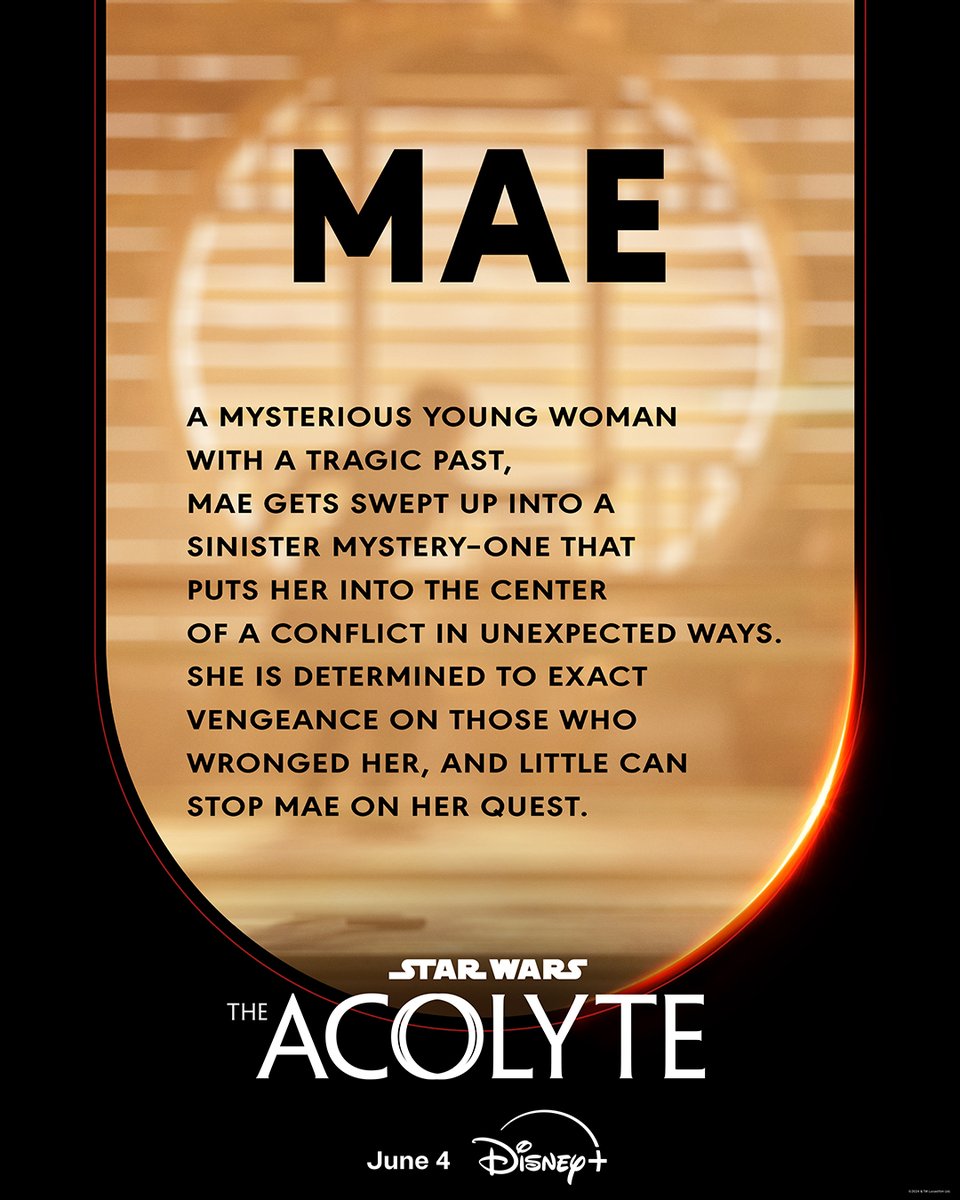 See Mae in the two-episode premiere #TheAcolyte streaming June 4 on @DisneyPlus.