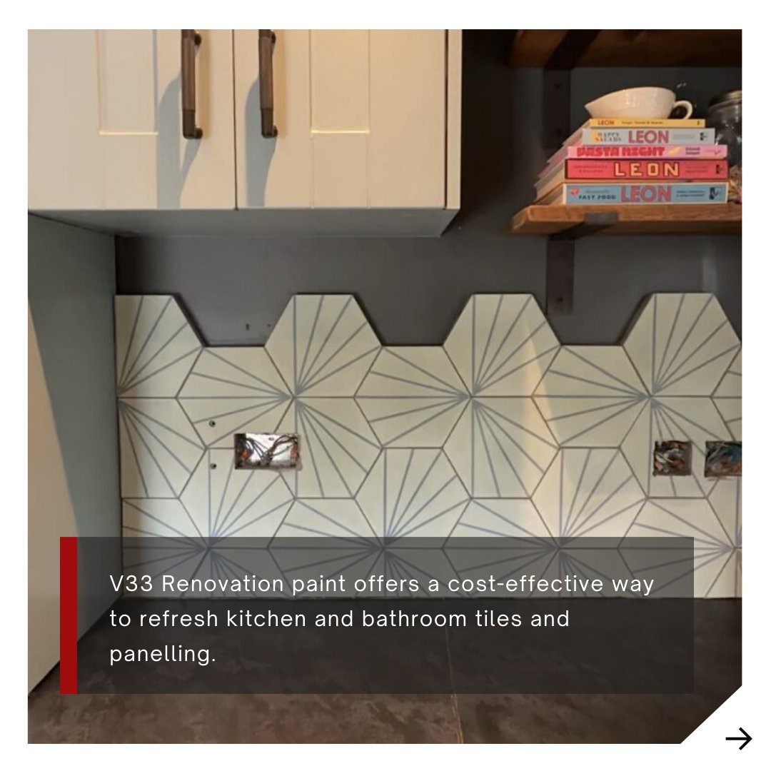 V33 Renovation paint refreshes bathroom and kitchen tiles, offering durability and waterproof protection in various shades.

Read more - sbhonline.co.uk/news/step-by-s…

#SelfBuildHomes #SelfbuilderHomemaker #SelfBuild #Selfbuilder #SelfBuilding #SelfBuildJourney #waterpoof