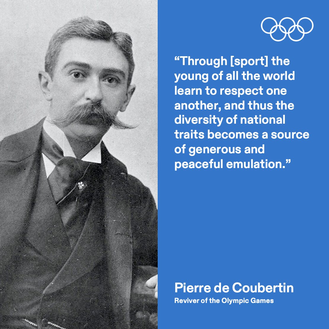 From the beginning, #PierreDeCoubertin championed the #OlympicMovement as a way to build a better world through sport. 

These Olympic Values continue to guide the #OlympicAgenda and are more important than ever, today. 

✅ Excellence 
✅ Respect 
✅ Friendship