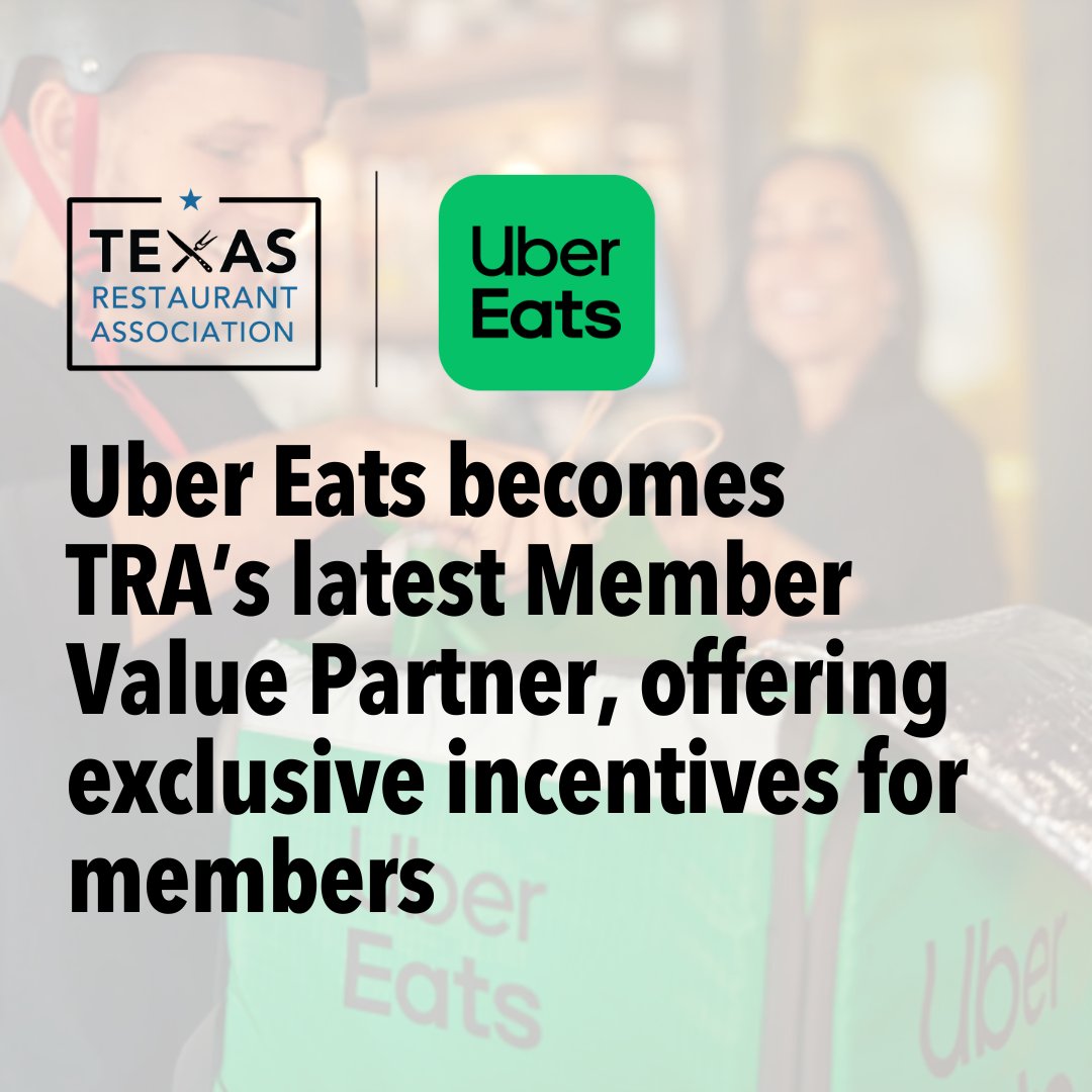 TRA 🤝 @UberEats The TRA is thrilled to announce our latest Member Value Partner, Uber Eats! Through this partnership TRA restaurant members will receive exclusive incentives through Uber Eats to help grow their business. Learn more and sign up now: txrestaurant.org/ubereats