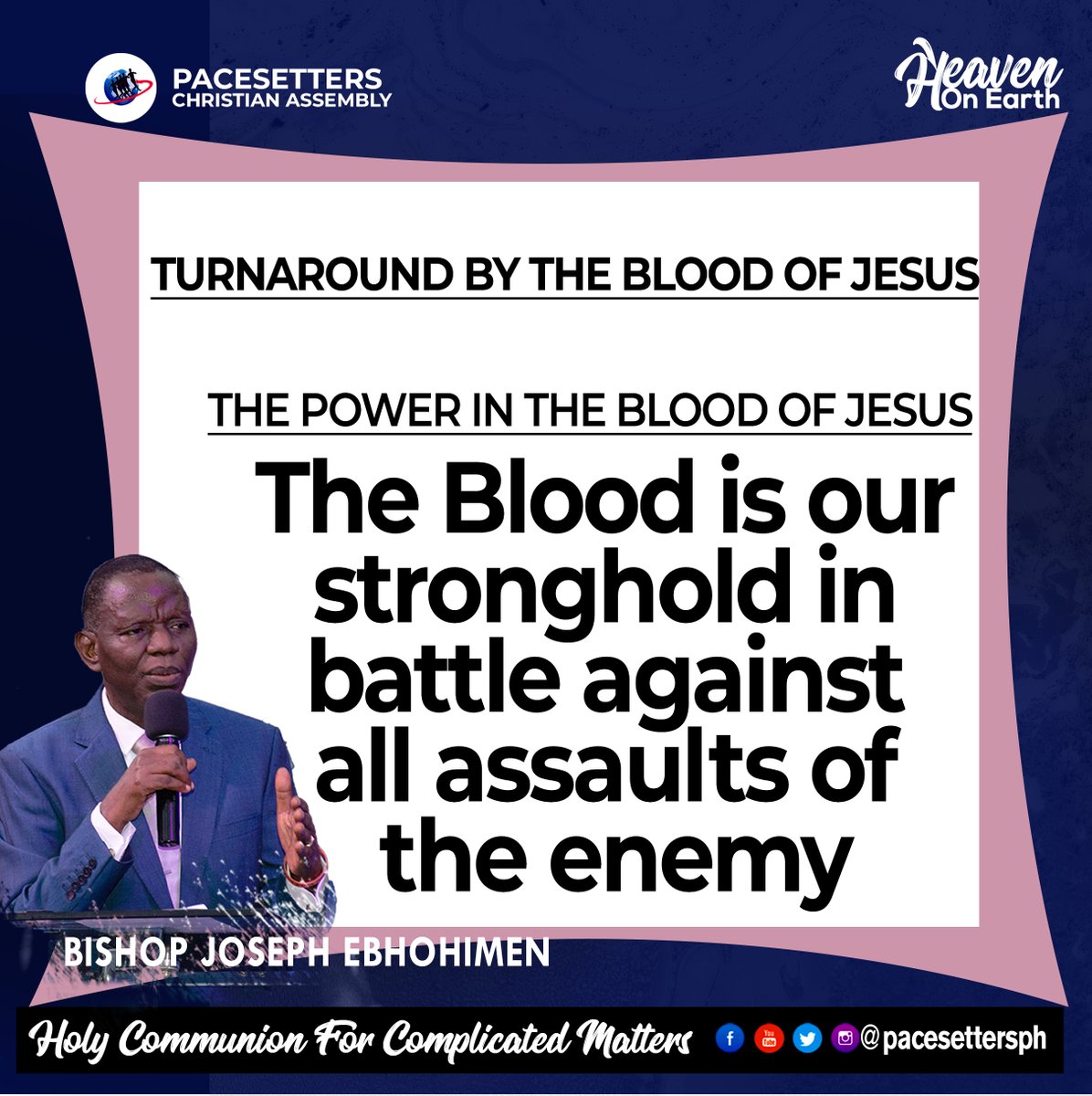 TURNAROUND BY THE BLOOD OF JESUS - THE POWER IN THE BLOOD OF JESUS

#TurnaroundbythebloodofJesus
#ThepowerinthebloodofJesus
#Holycommunionforcomplicatedmatters
#EndofmonththanksgivingService
#Plantedbythewaters
#Heavenonearth
#Pacesettersph