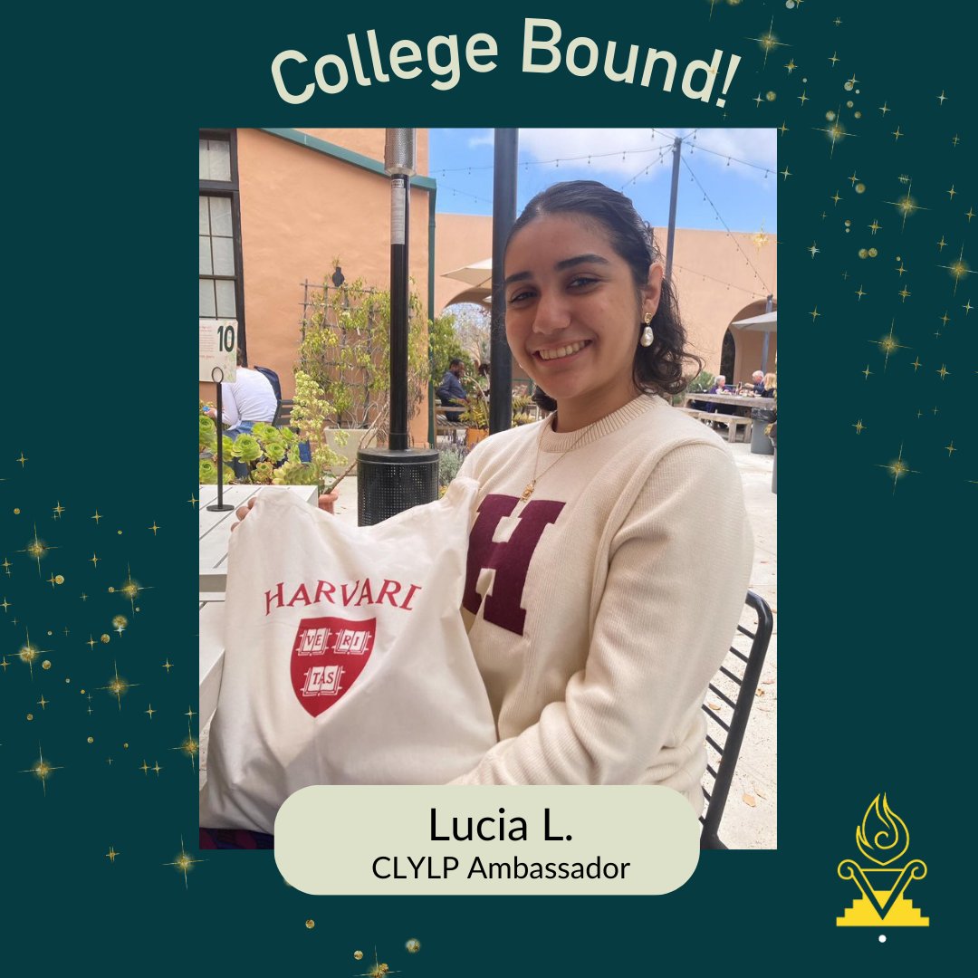 CLYLP's tweet image. We’re so proud of the CLYLP folks wrapping up the school year and getting ready for college.✨
.
Congrats to Lucia L., who is on her way to Harvard this fall. What a tremendous accomplishment! 👏🏽👏🏽👏🏽