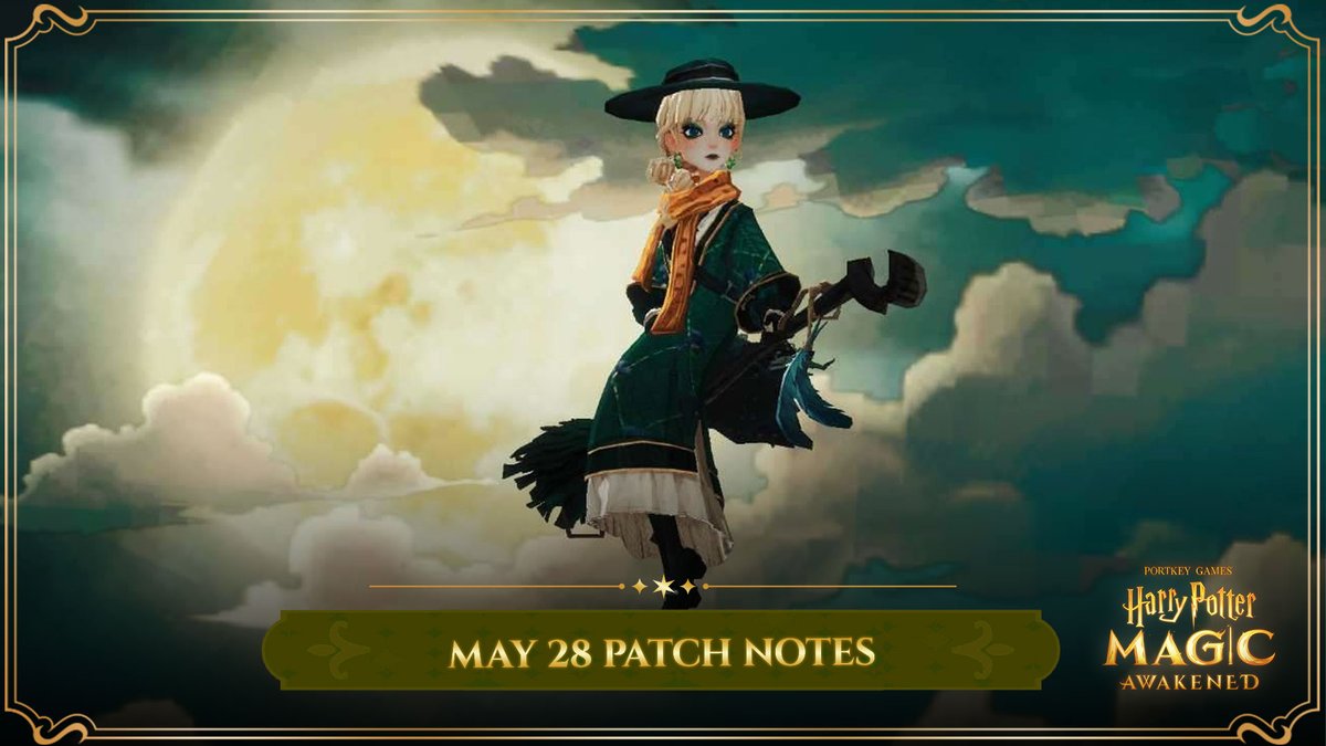 Black Lake Lullaby season features balance updates, new stories, cards and cosmetics. Learn all about what is heading to the game in our May 28 Patch Notes. magicawakened.com/en/news/patch-… #MagicAwakened #HarryPotter