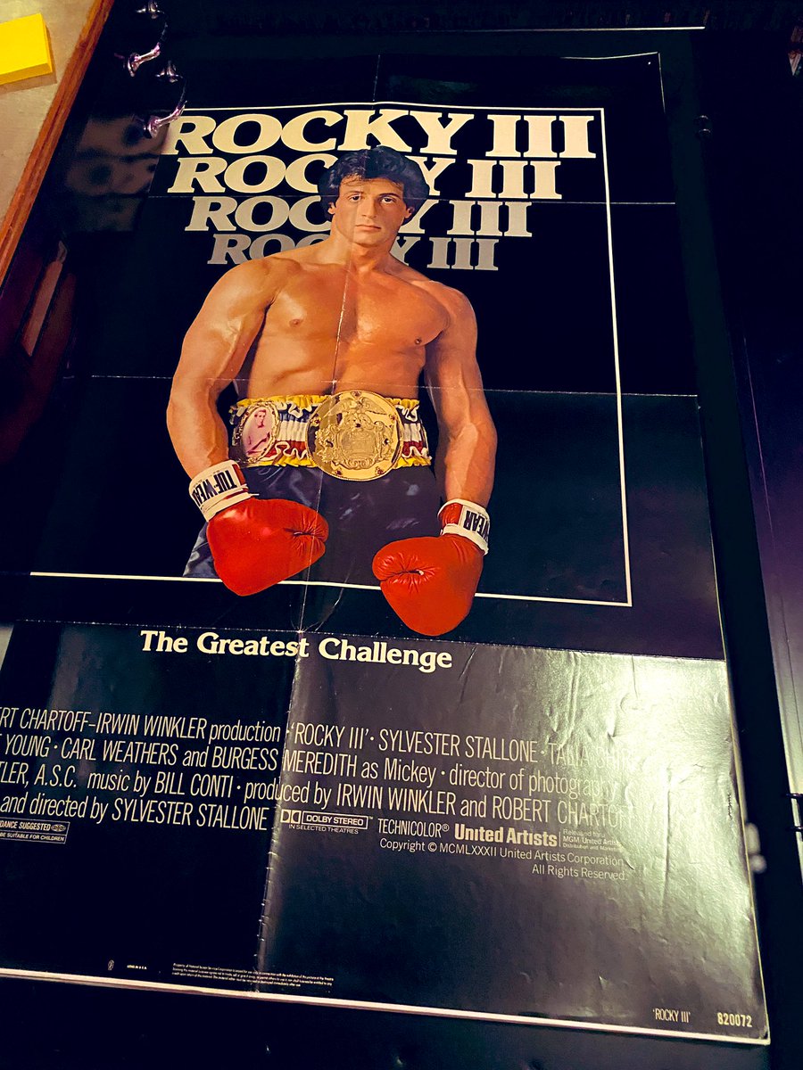 In my collection: 👁️ Eye of the Tiger! 🐅 “Rocky Ill” written, directed by, and starring #SylvesterStallone was released today in 1982! 🥊 Here is my original One-Sheet #MoviePoster for this #80s classic that introduced the world to Mr. T !