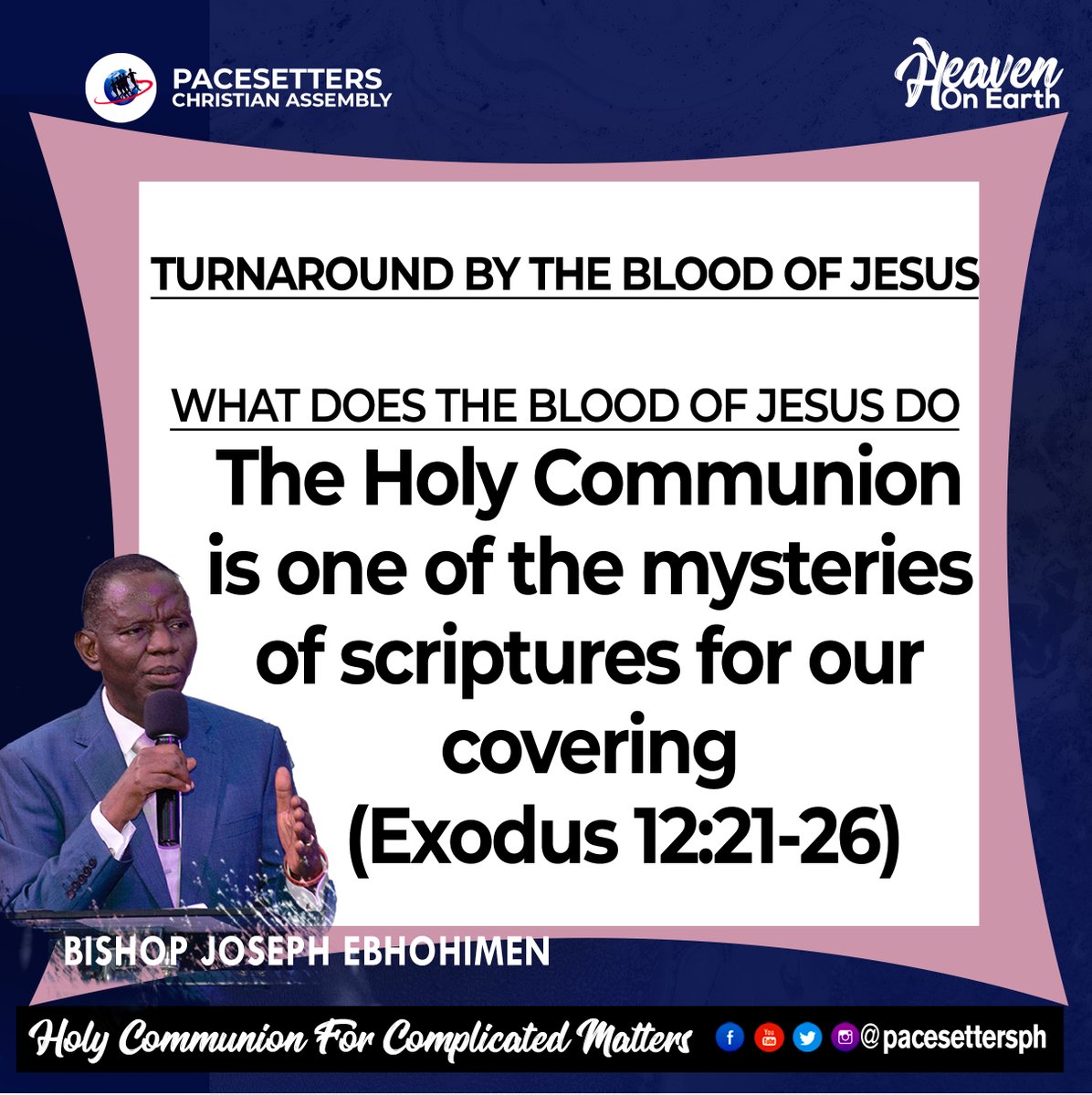 TURNAROUND BY THE BLOOD OF JESUS - WHAT DOES THE BLOOD OF JESUS DO?

#TurnaroundbythebloodofJesus
#WhatdoesthebloodofJesusdo
#Holycommunionforcomplicatedmatters
#EndofmonththanksgivingService
#Plantedbythewaters
#Heavenonearth
#Pacesettersph