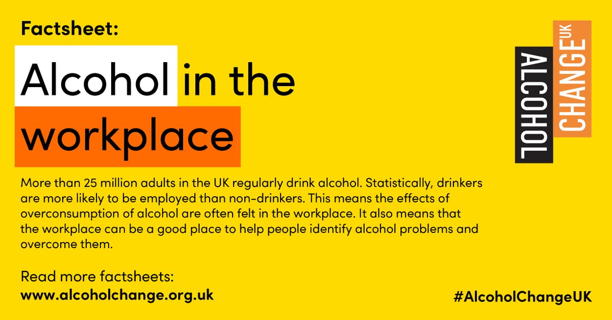 27% of people say workplace stress makes them drink more. Most alcohol-related workplace incidents are not caused by very heavy drinkers but by more moderate drinkers. Just one small drink can inhibit concentration. Find out more in our factsheet: alcoholchange.org.uk/alcohol-facts/…