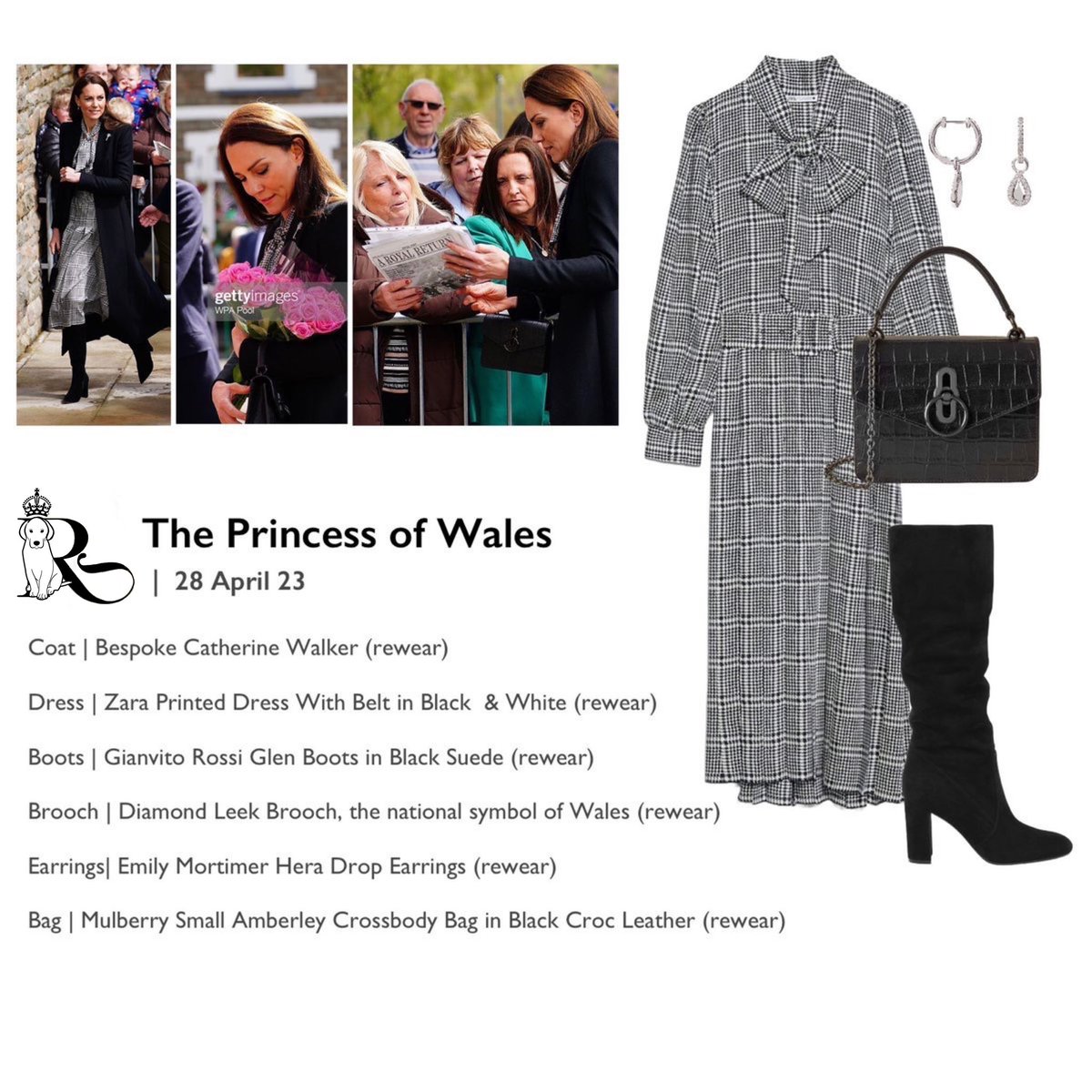 I have seen lots of references to Catherine’s £29 Zara dress from this visit, but for those interested…here is the entire outfit #ThePrincessofWales #IStandWithCatherine