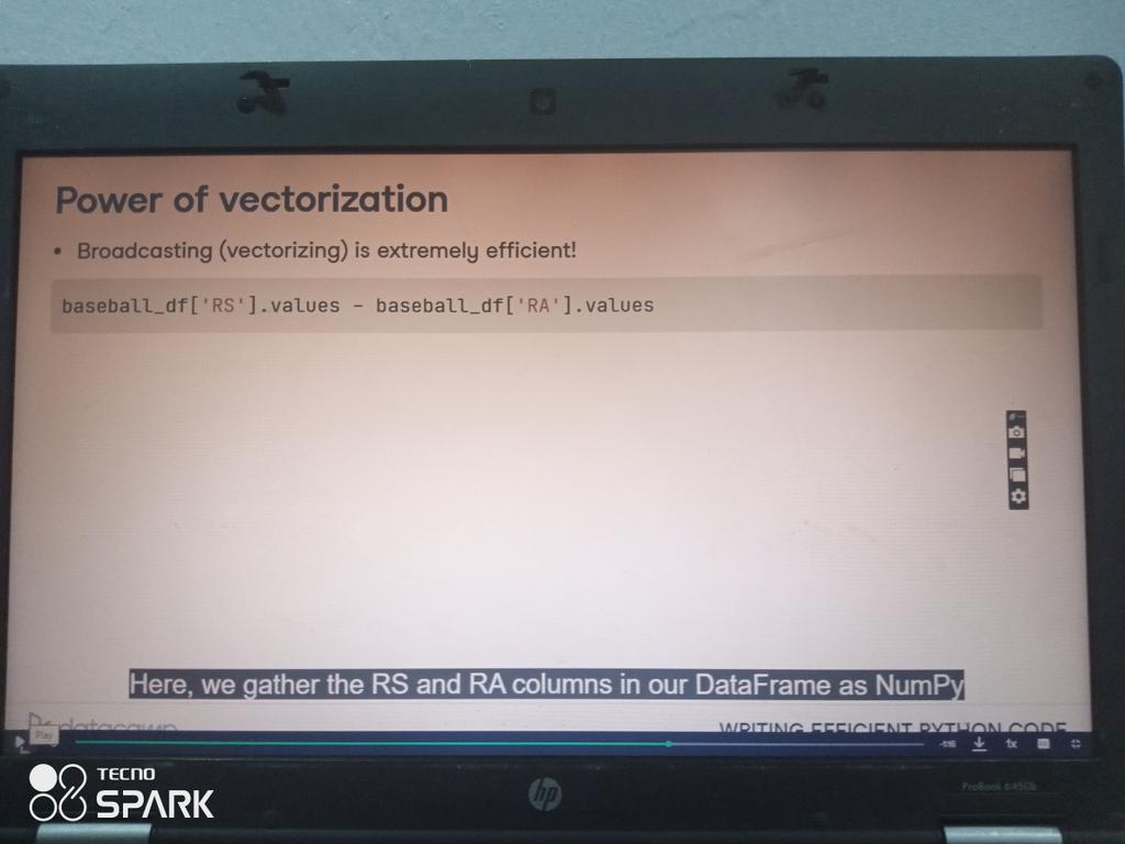 Day 29 of #100daysoflearningwith14G
@Ingressive4Good 
@Datacamp
Today's tip on Python
Vectorization can be used to calculate differentials, and it is faster. Don't say I did not tell you; you've been told.