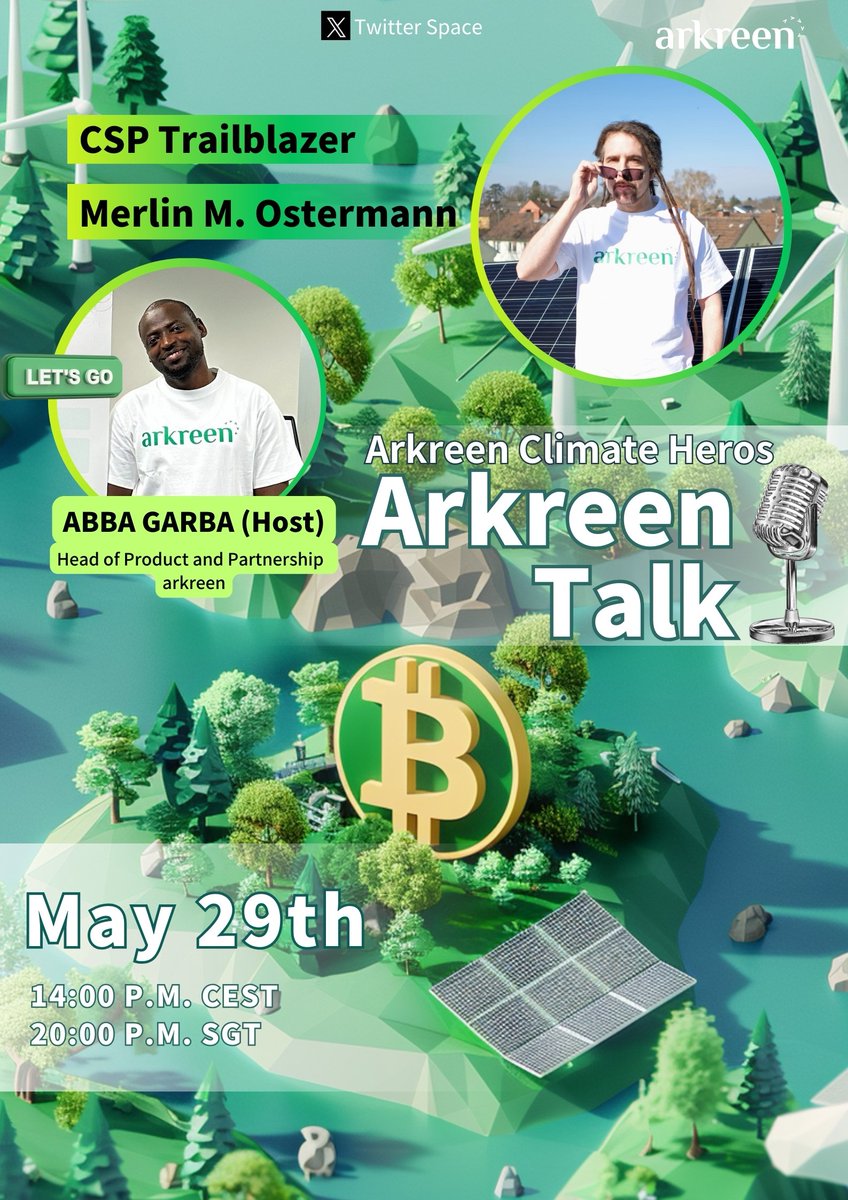 arkreen_network's tweet image. Join us for the upcoming Arkreen Talk featuring Merlin M. Ostermann @Merlin_M_O , one leading Arkreen CSP Trailblazer, discussing "Exploring CSP: My Journey and Insights in the Arkreen Community"  - don't miss out on this inspiring conversation!

🗣Topic: Exploring CSP: My…