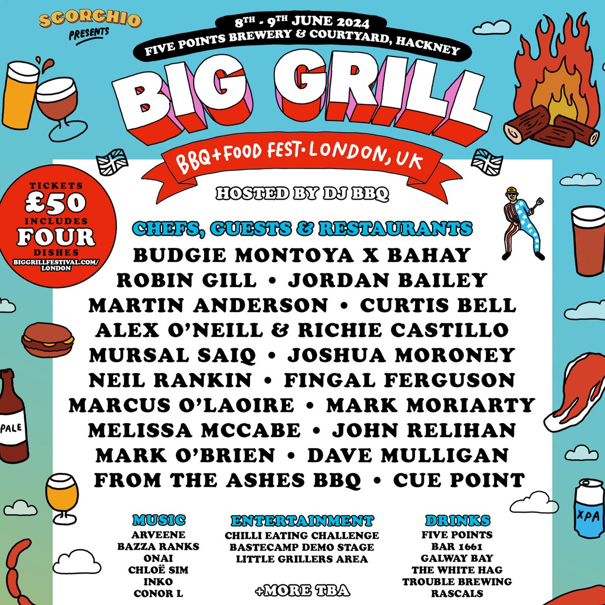 The Five Points (@fivepointsbrew) on Twitter photo Just *one* barbecue week..? Let's keep going! We're getting ready for a big barbecue weekend with <a href="/biggrillfest/">Big Grill Festival</a> next weekend!
Two days filled with the best live fire chefs from the UK and Ireland, six Irish guest breweries, cocktails, entertainment and more. Just *one* barbecue week..? Let's keep going! We're getting ready for a big barbecue weekend with <a href="/biggrillfest/">Big Grill Festival</a> next weekend!
Two days filled with the best live fire chefs from the UK and Ireland, six Irish guest breweries, cocktails, entertainment and more.