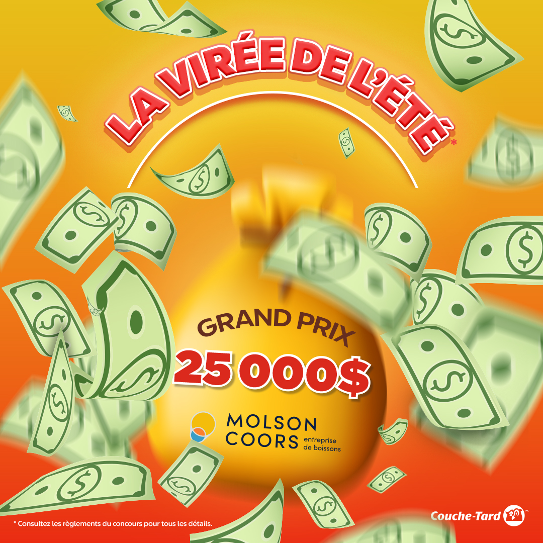 Couche-Tard (@couchetardqc) on Twitter photo Profite de l’🌞à la vitesse grand V ! 🏎️
Joue au nouveau jeu La virée de l’été : 1 M de prix instantanés à gagner et un grand prix de 25 000 $ offert par Molson Coors ! Une virée qui rapporte beaucoup! 🤑Sur jeux.couche-tard.com Profite de l’🌞à la vitesse grand V ! 🏎️
Joue au nouveau jeu La virée de l’été : 1 M de prix instantanés à gagner et un grand prix de 25 000 $ offert par Molson Coors ! Une virée qui rapporte beaucoup! 🤑Sur jeux.couche-tard.com