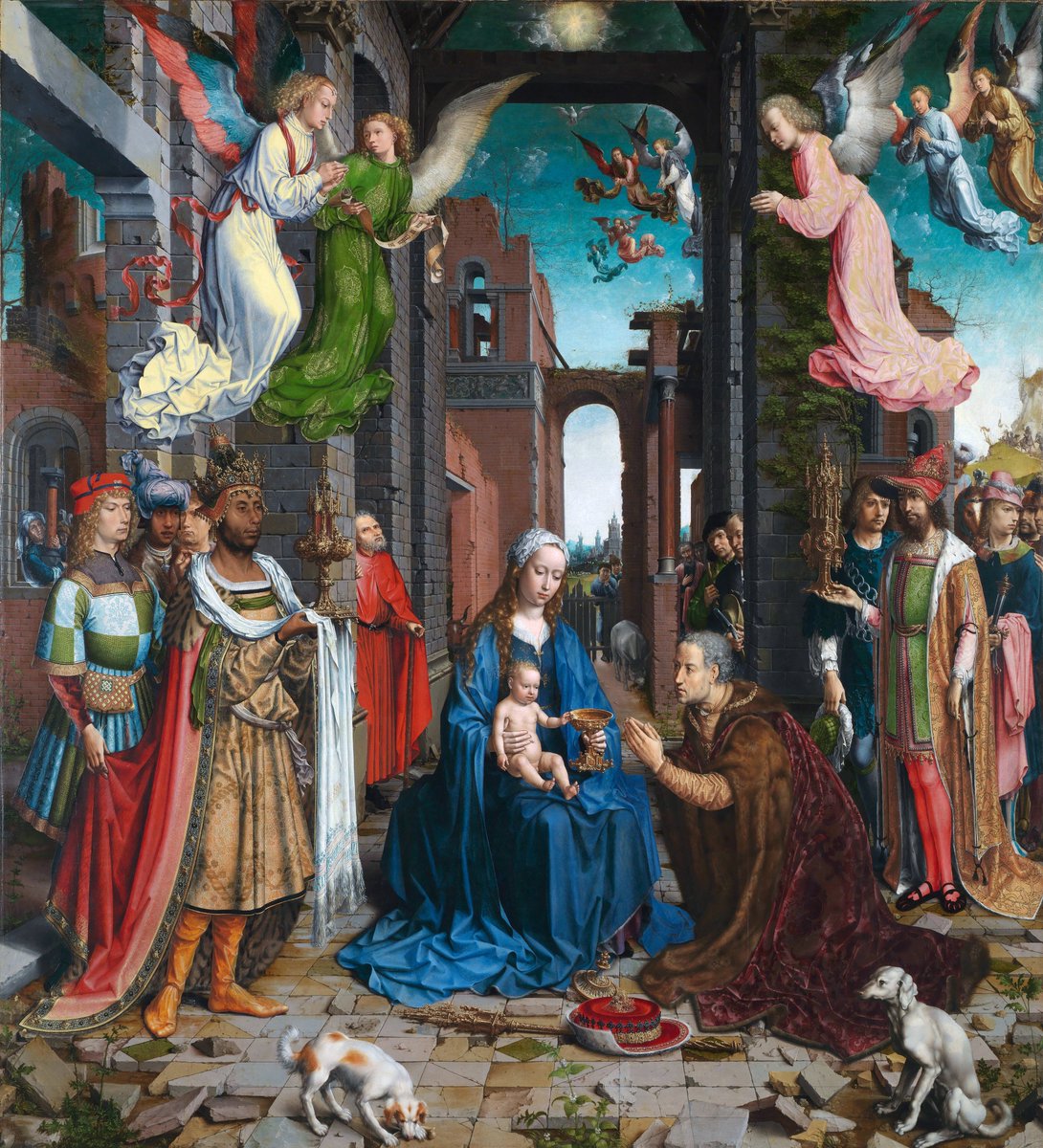 Adoration of the Kings. 1510-1515. Jan Gossaert.

This is a large (6ft x 5ft) oil painting on oak.

One biography describes him as leading 'an unruly life', although there seems to be no evidence to support this.

He died in 1532.

Northern #Renaissance #Art