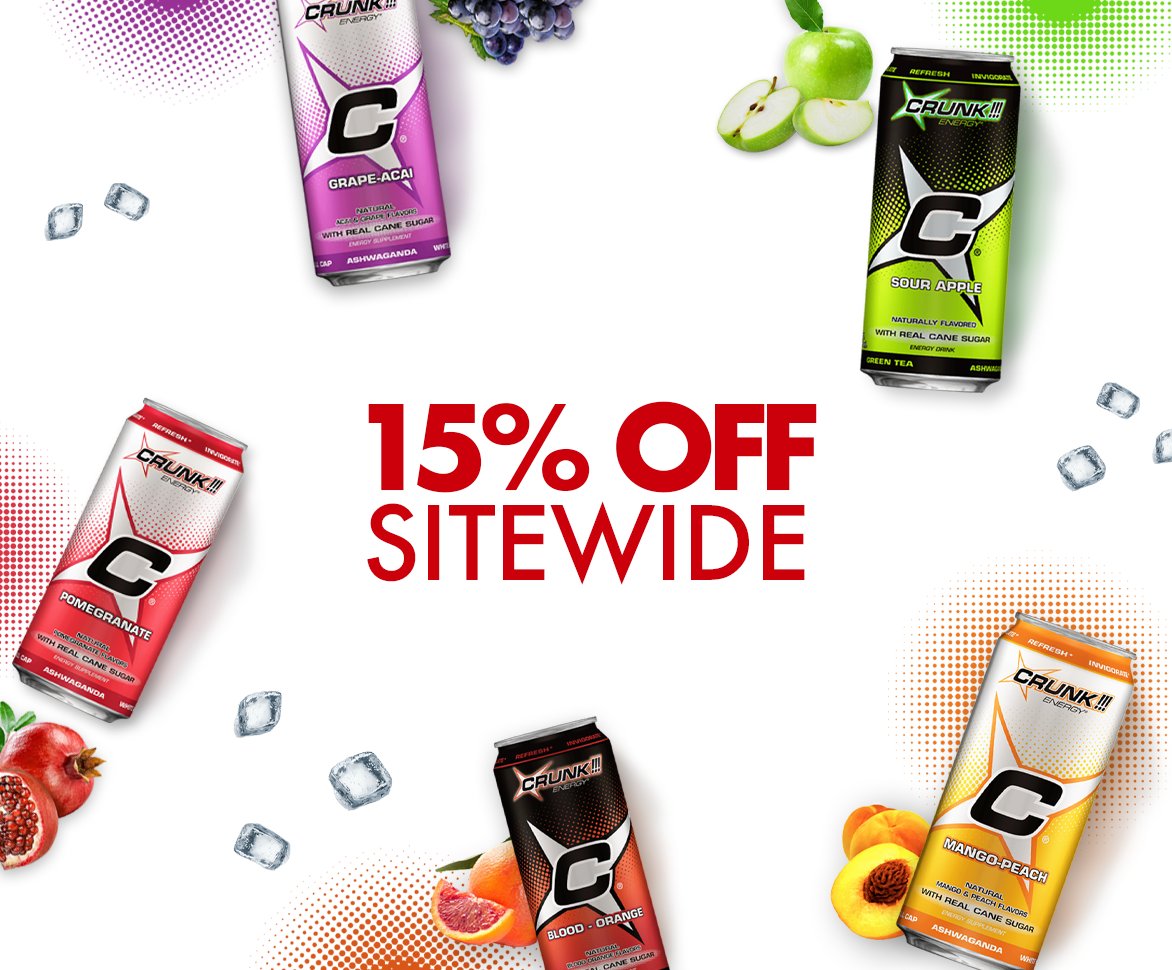 Save on your favorite CRUNK!!! flavors! 15% off ends today.
No code needed.
bit.ly/CRUNK15off