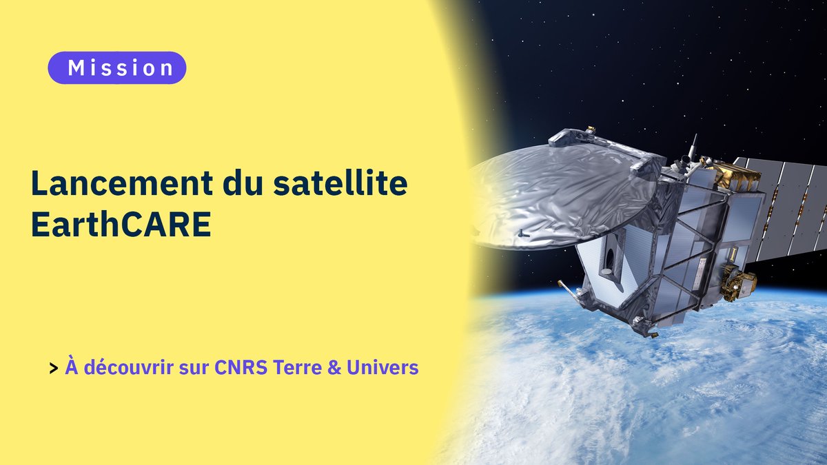 La mission #EarthCARE de l’@ESA sera lancée cette nuit depuis la Californie. Une mission extrêmement importante autour du rôle que jouent les nuages et les aérosols dans la régulation du fragile équilibre de la température terrestre. Pour en savoir plus⤵️ insu.cnrs.fr/fr/cnrsinfo/la…