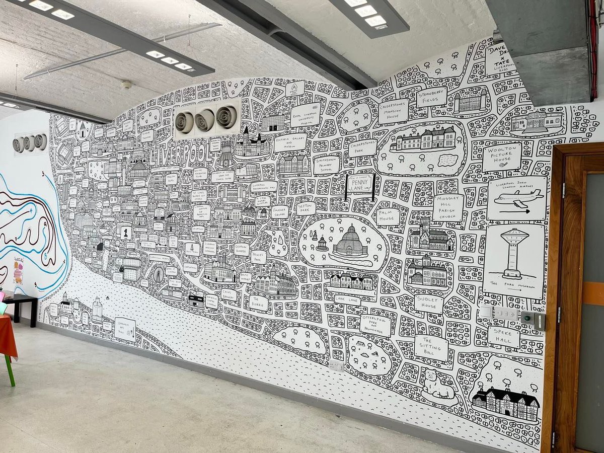 Looking back at the #Liverpool doodle map mural that I created at @tateliverpool last summer! 
Most of the landmarks on this piece were chosen by visitors to the gallery, in the month prior to me coming in to create the piece!